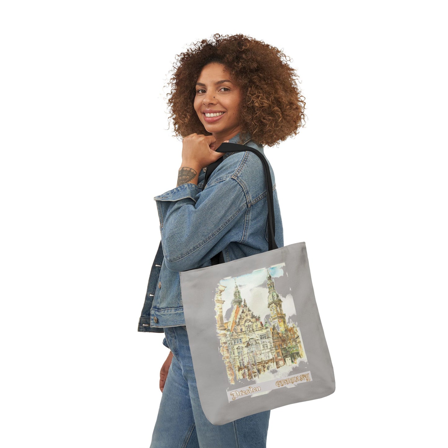 Dresden-inspired light grey Tote Bag with 4-Color Straps