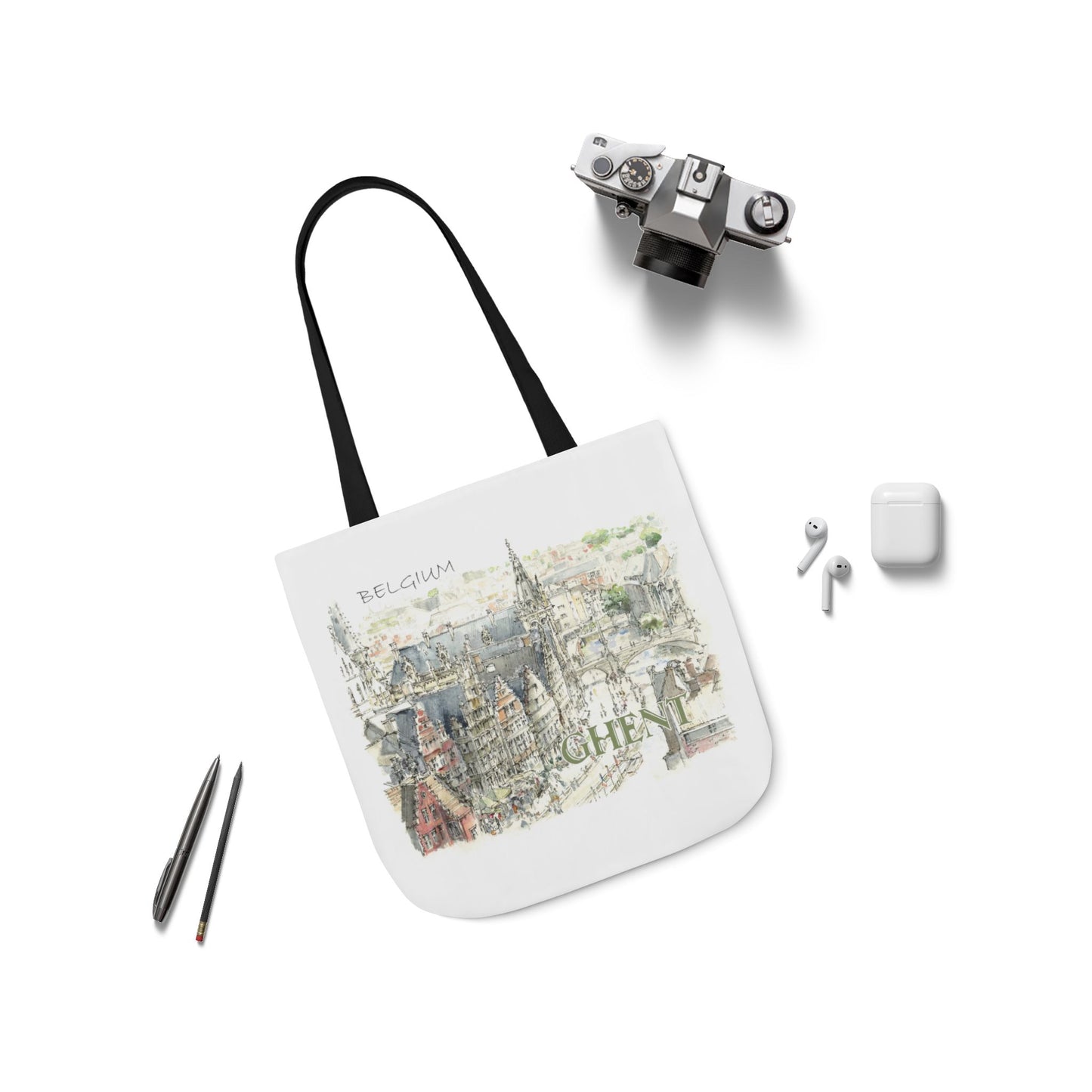 Ghent-inspired Tote Bag with 4-Color Straps