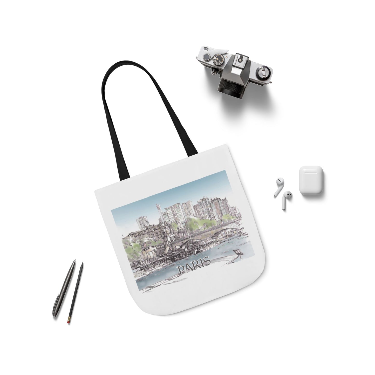 Paris-inspired Tote Bag with 4-Color Straps