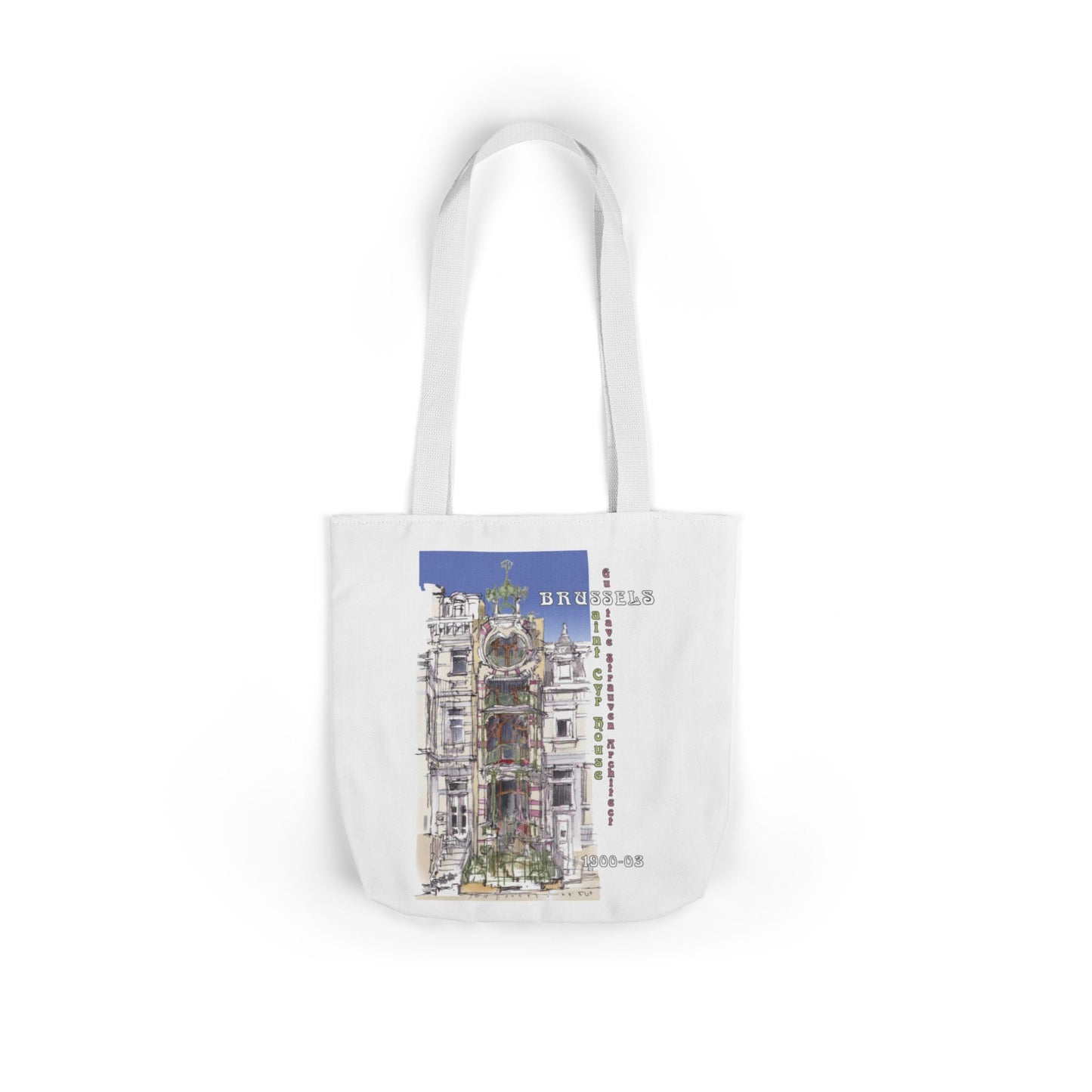 Brussel's Art-Nouveau-inspired Tote Bag with 5-Color Straps