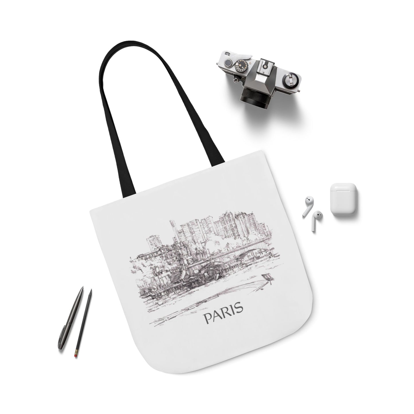 Paris-inspired Tote Bag with 5-Color Straps