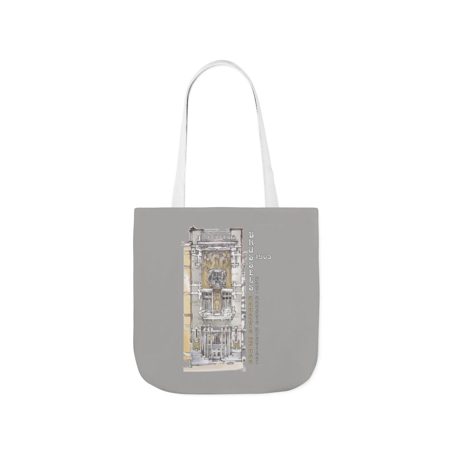 Brussel's Art-Nouveau-inspired light grey Tote Bag with 3-Color Straps