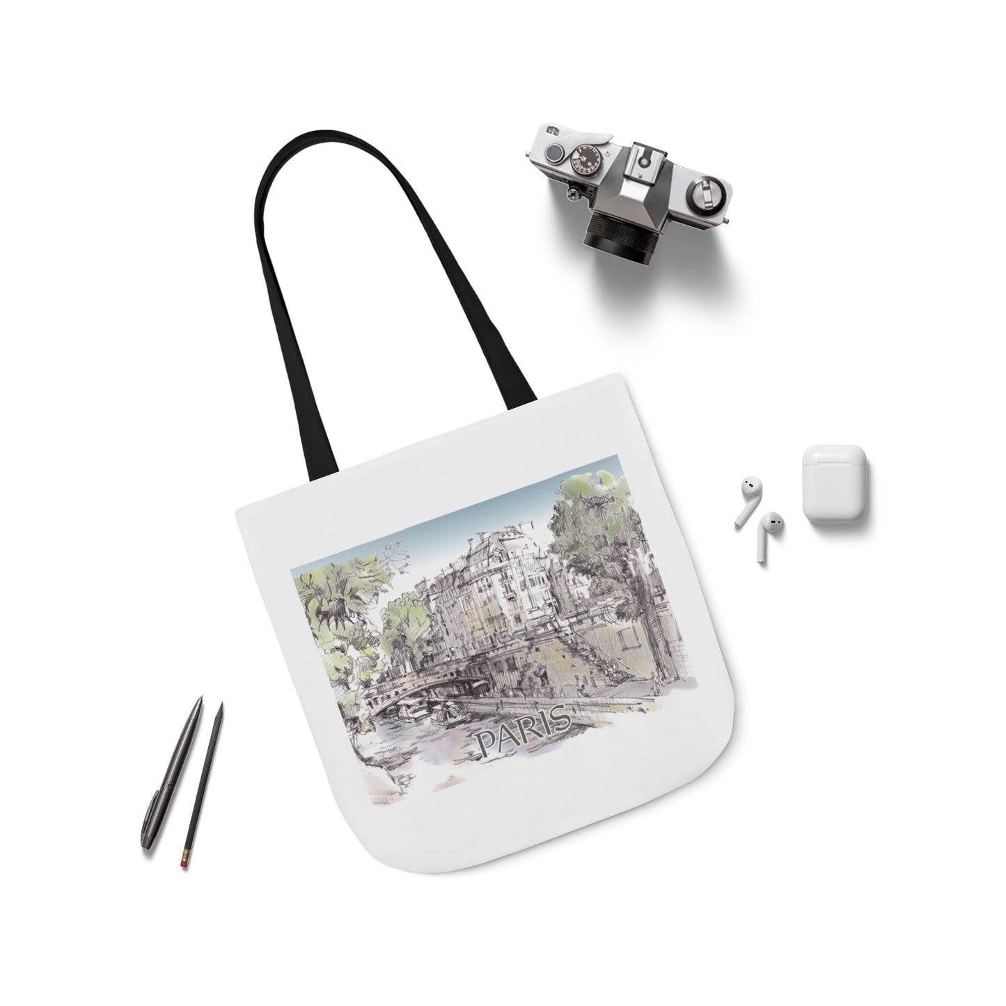Paris-inspired Tote Bag with 4-Color Straps