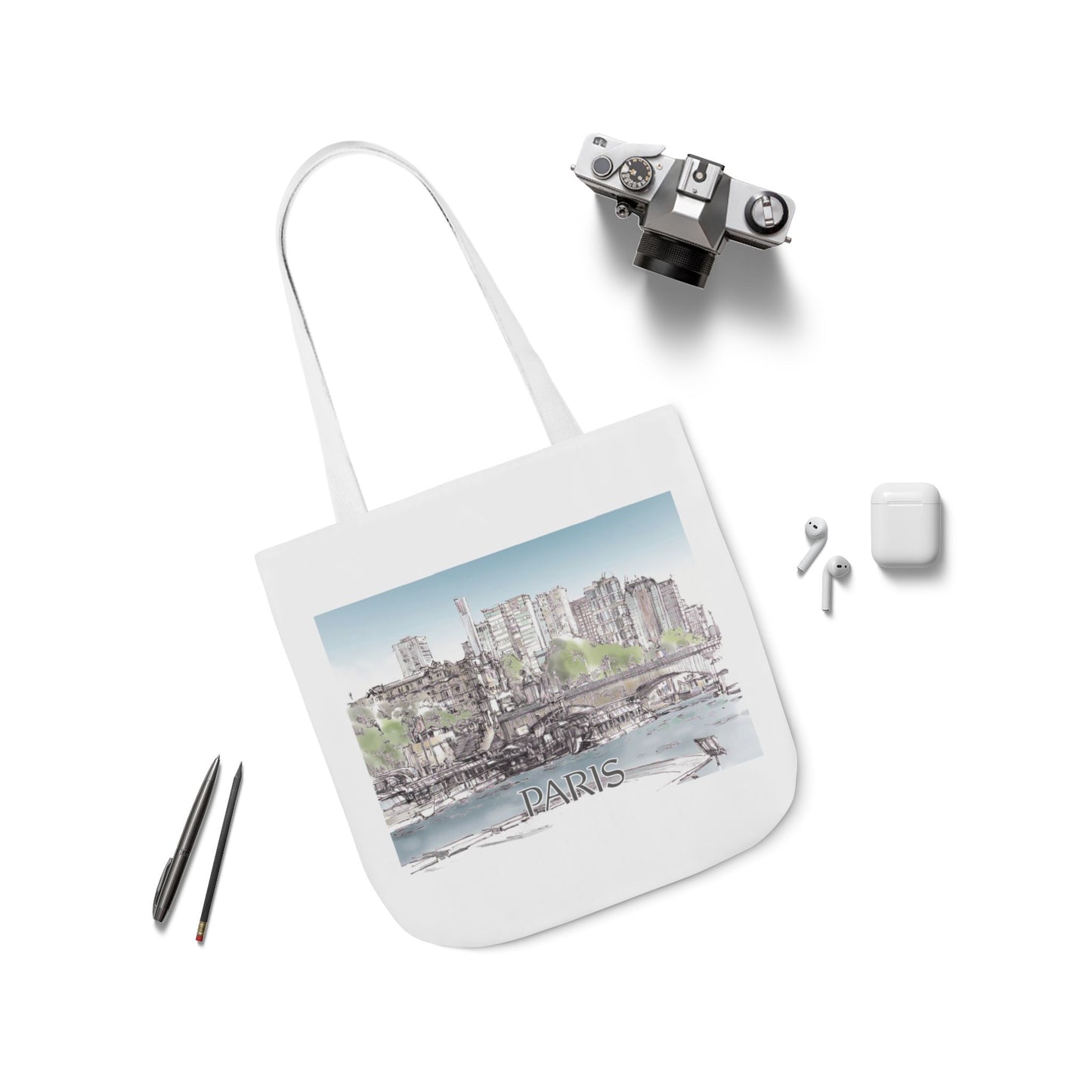 Paris-inspired Tote Bag with 4-Color Straps