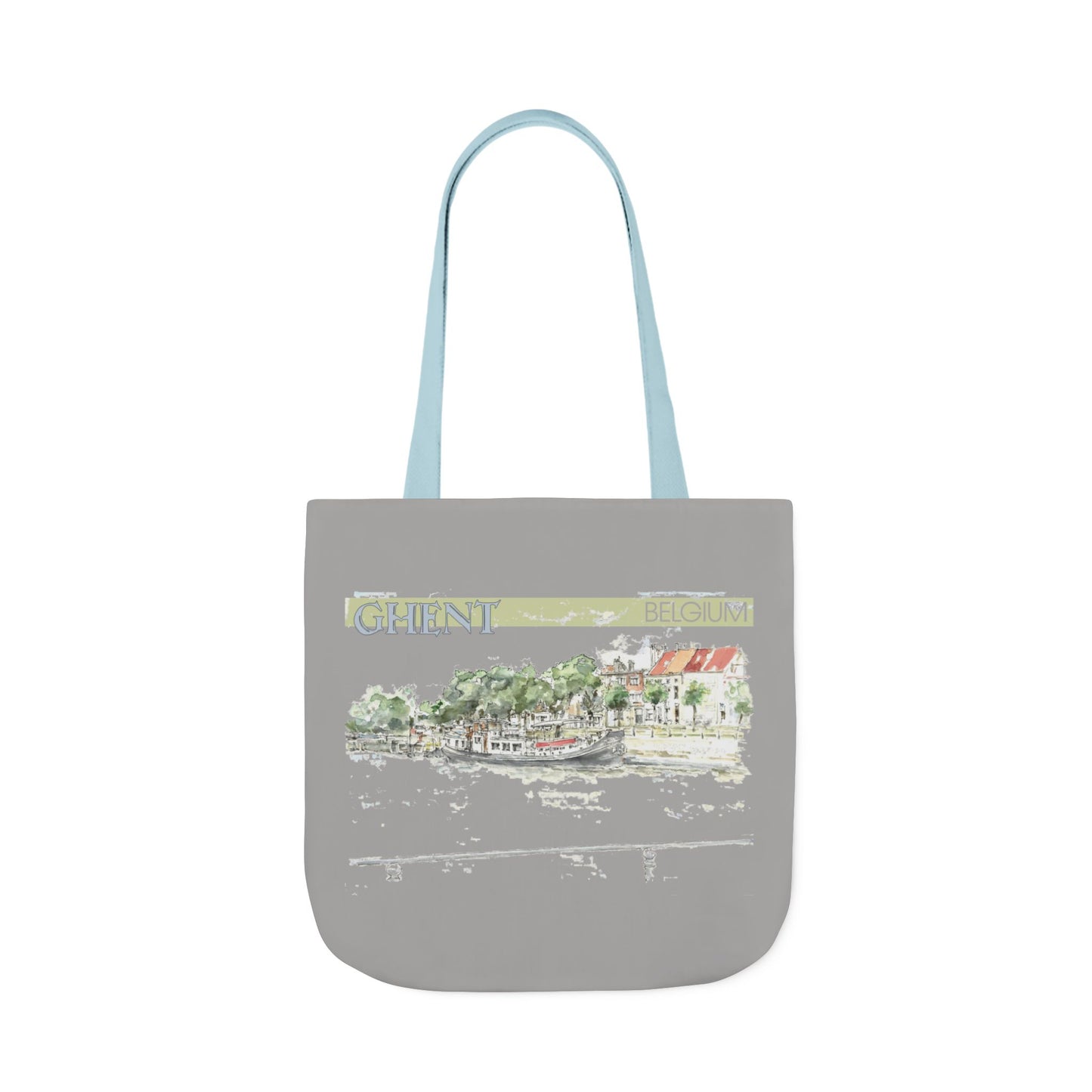 Ghent-inspired light grey Tote Bag with 4-Color Straps
