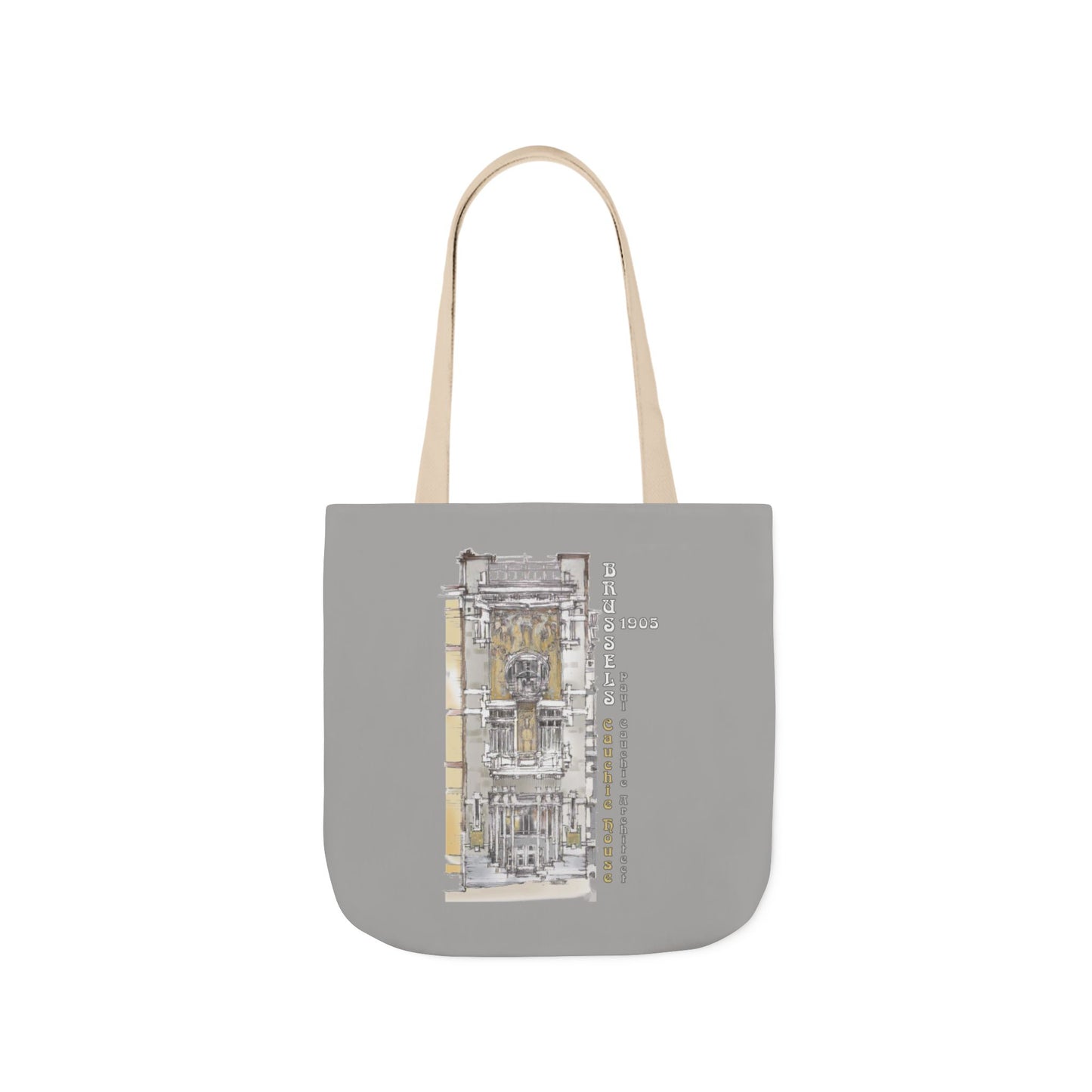 Brussel's Art-Nouveau-inspired light grey Tote Bag with 3-Color Straps