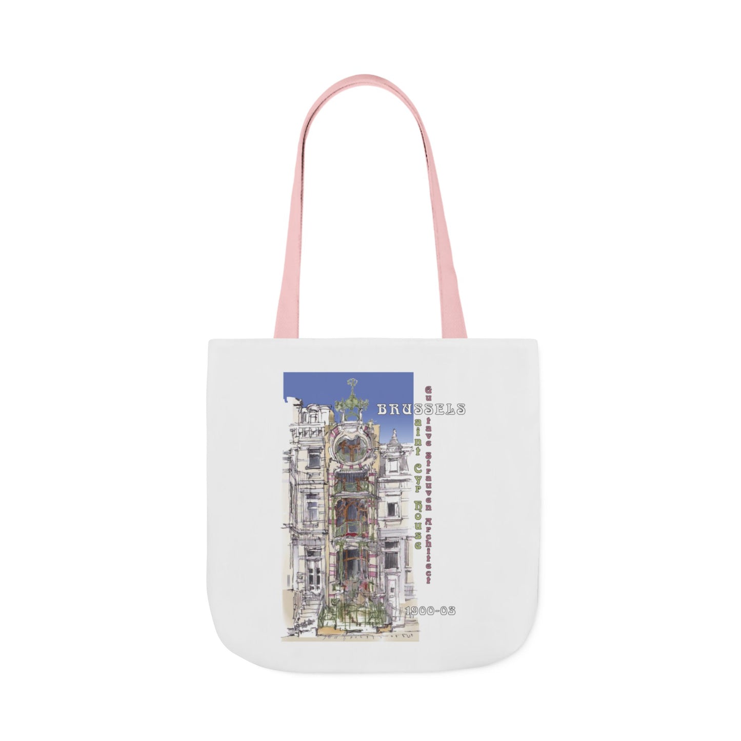 Brussel's Art-Nouveau-inspired Tote Bag with 5-Color Straps
