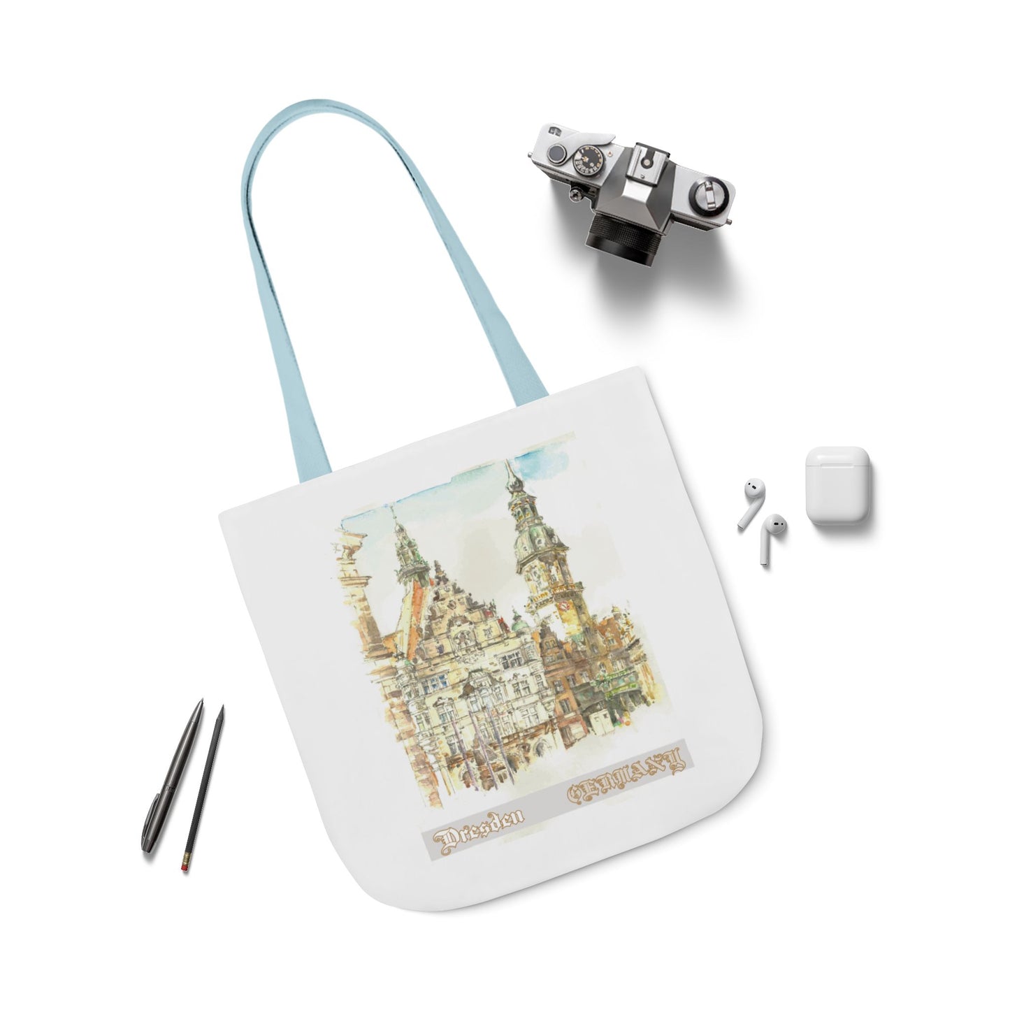 Dresden-inspired Tote Bag with 4-Color Straps