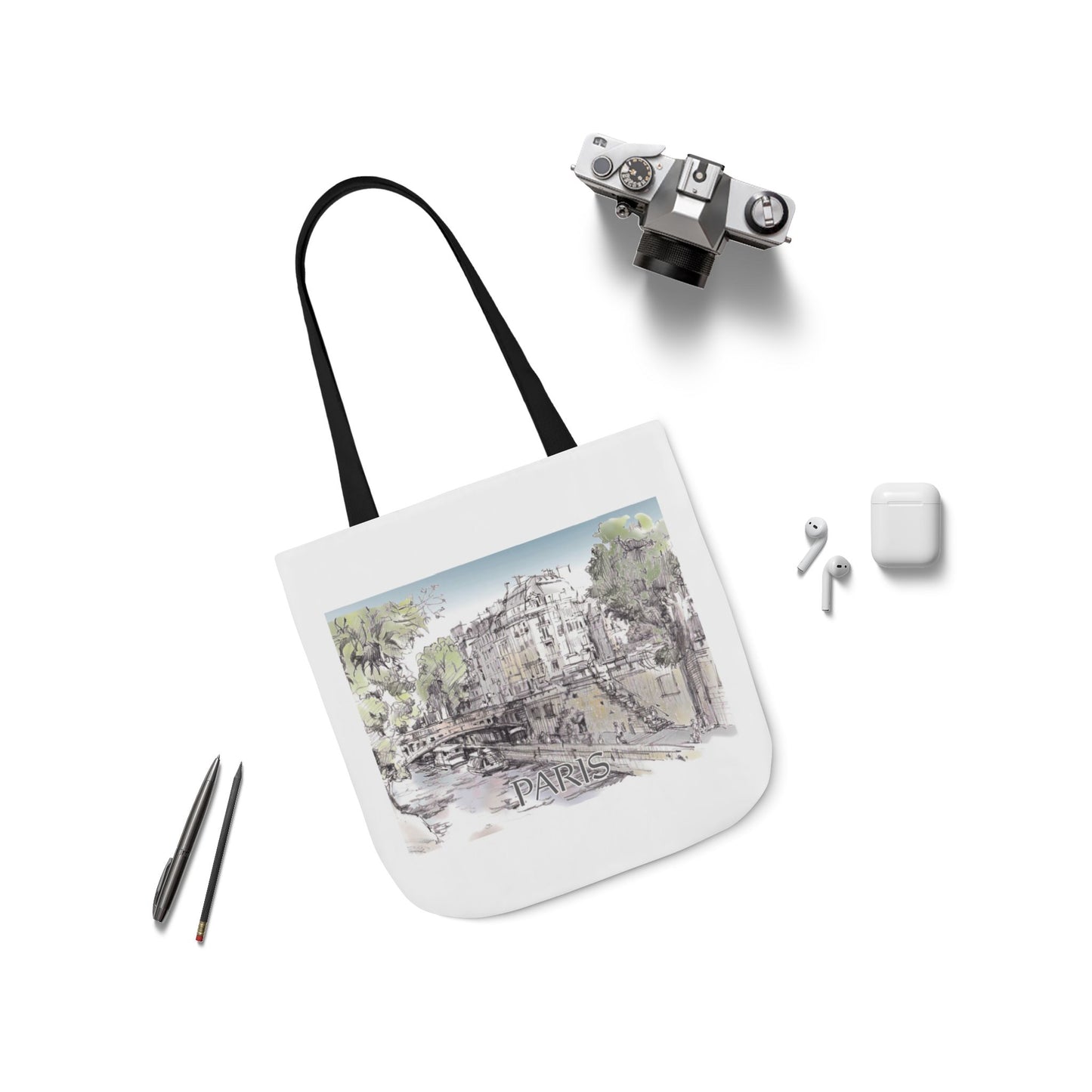 Paris-inspired Tote Bag with 4-Color Straps