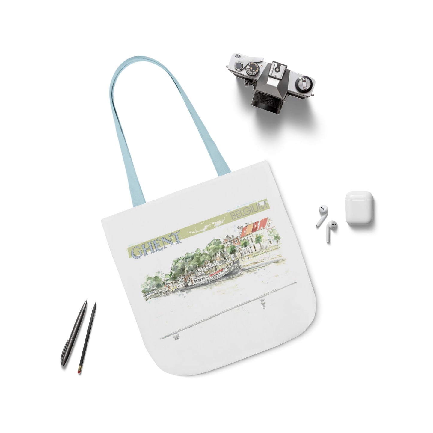 Ghent-inspired Tote Bag with 4-Color Straps