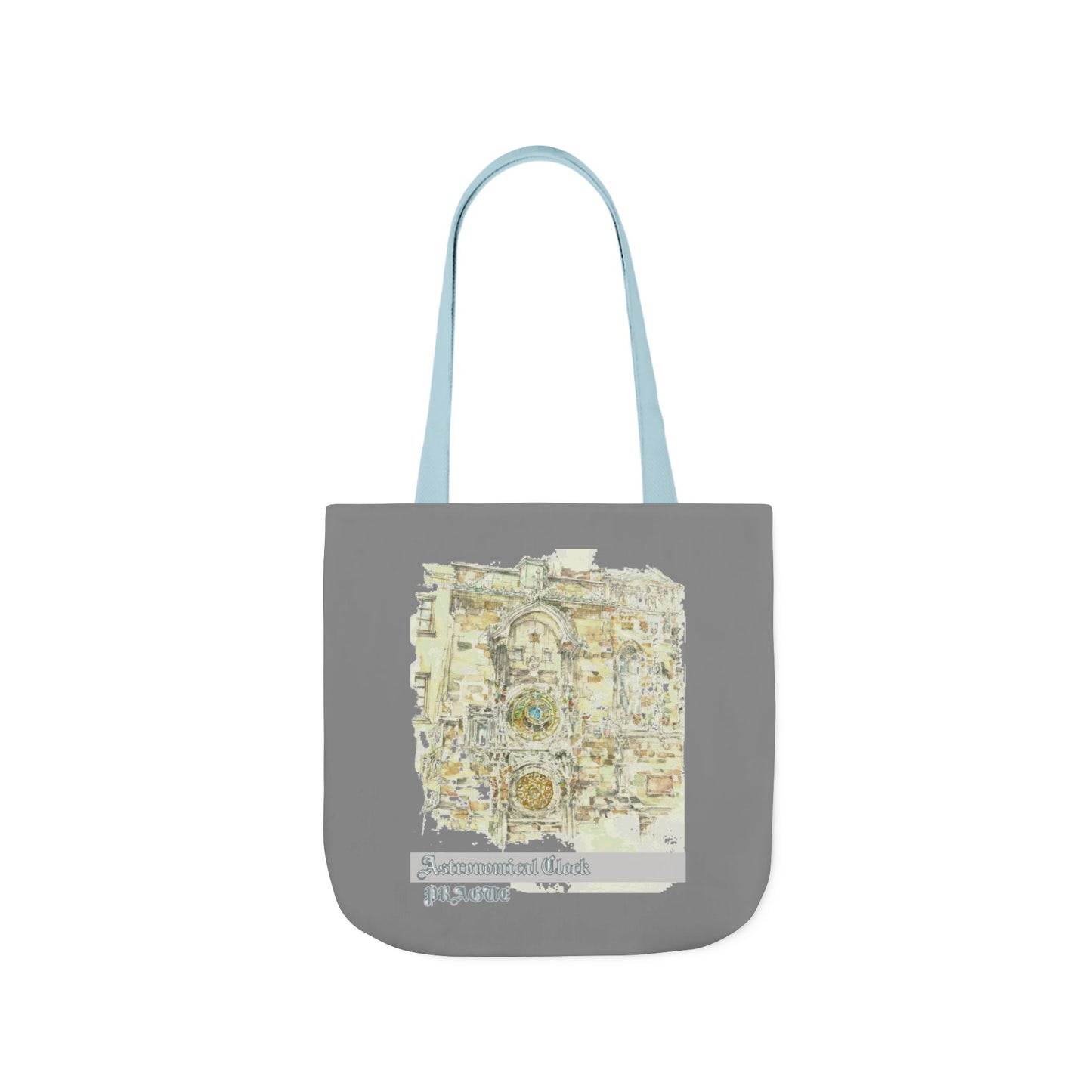 Prague-inspired grey Tote Bag with 4-Color Straps