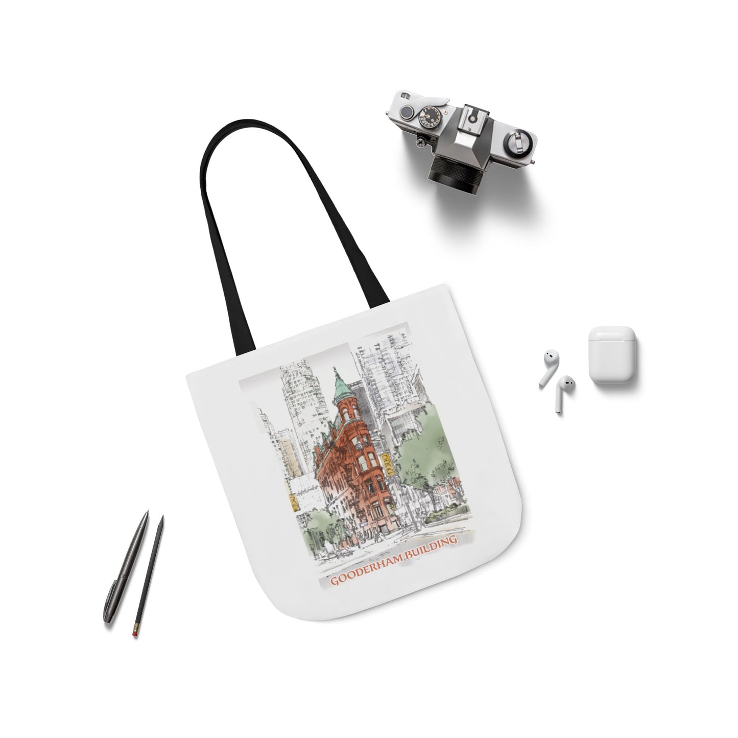 Toronto Gooderham building-inspired Tote Bag with 4-Color Straps