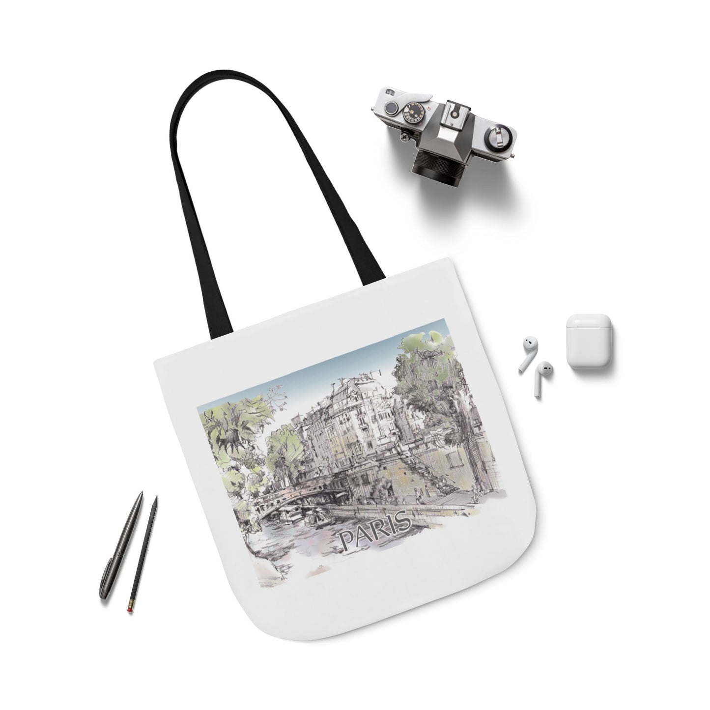 Paris-inspired Tote Bag with 4-Color Straps