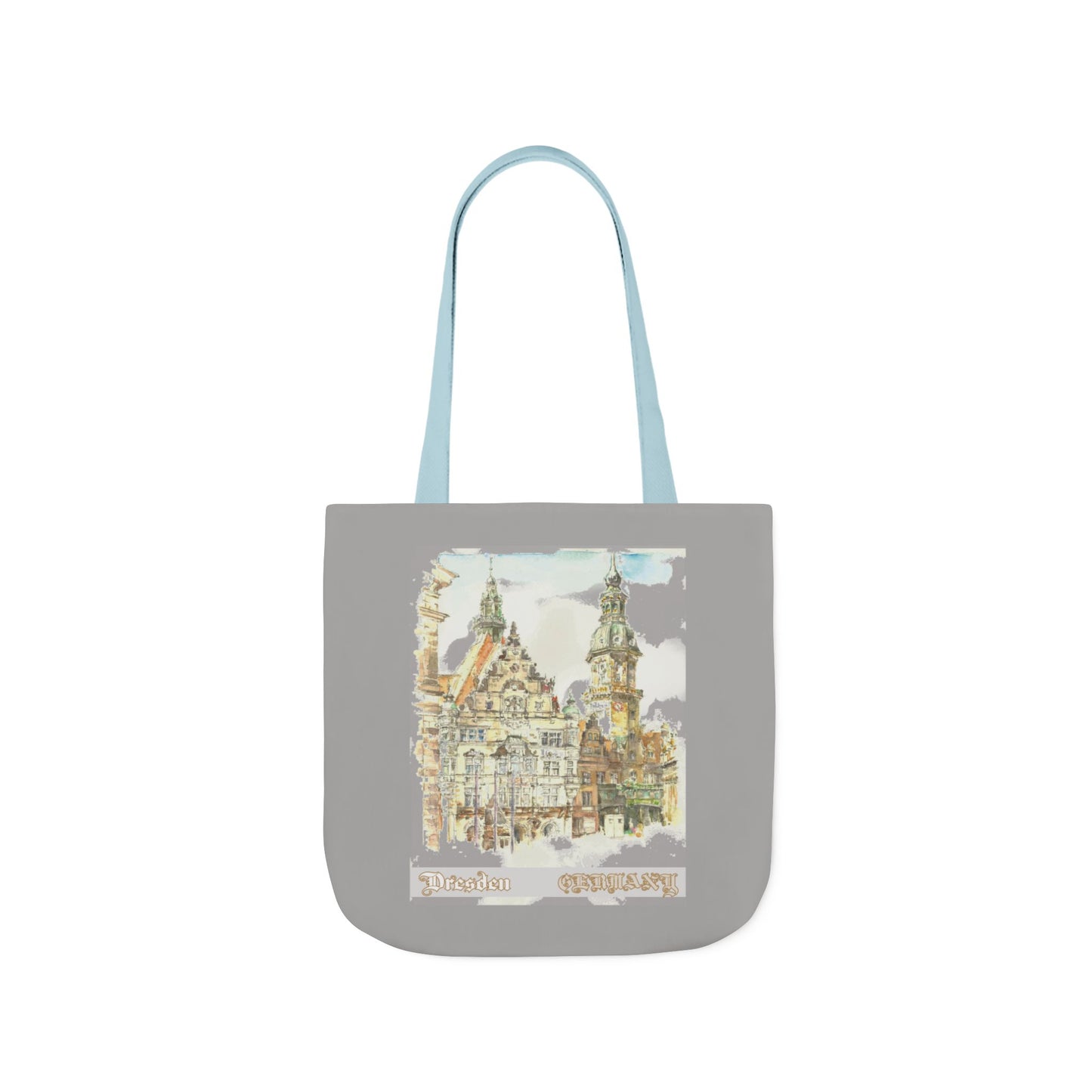 Dresden-inspired light grey Tote Bag with 4-Color Straps