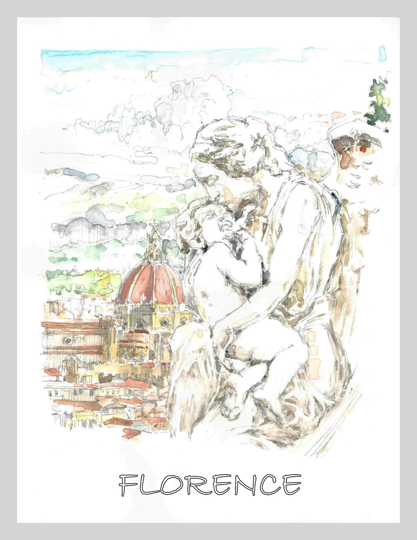 Florence Travel Print (Italy), Cathedral of Santa Maria del Fiore