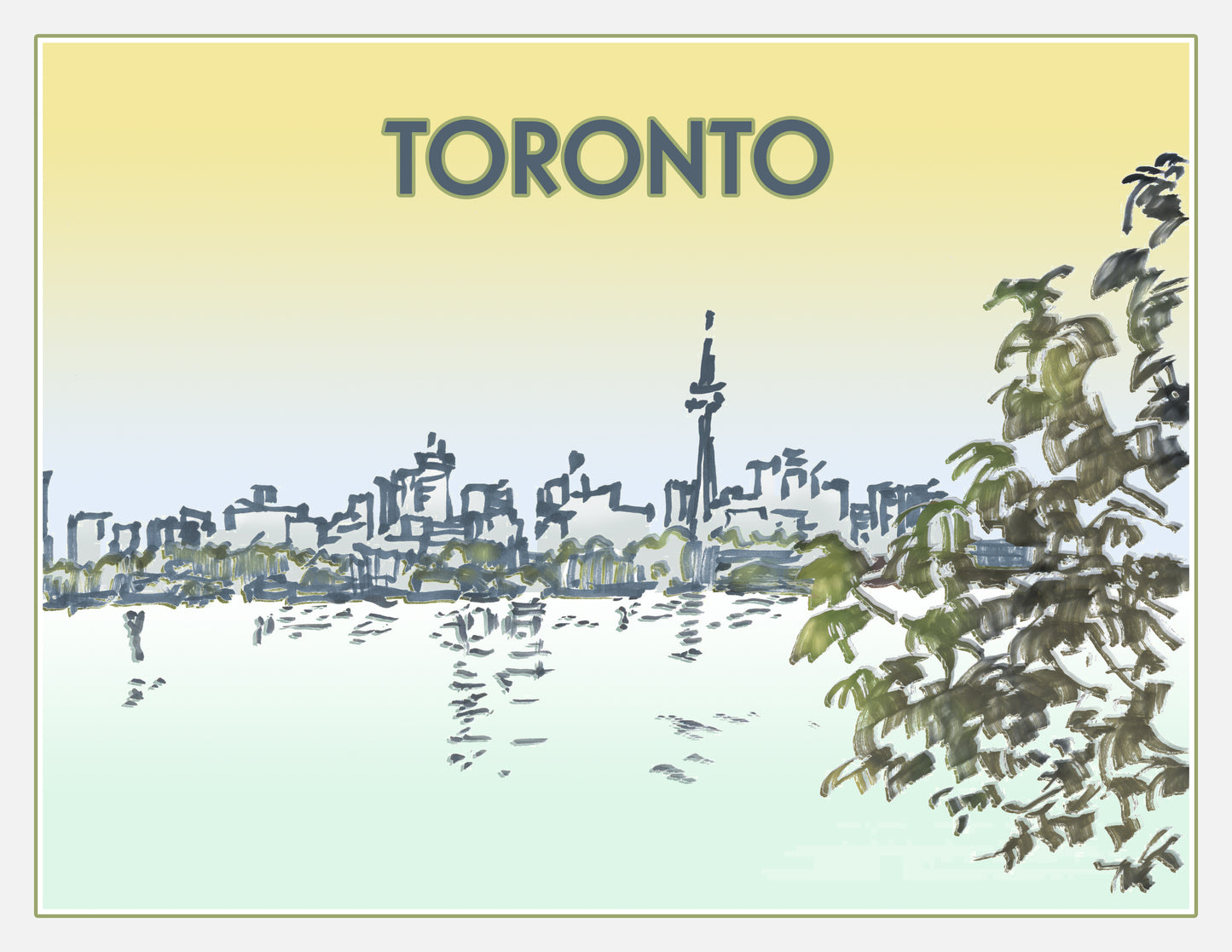 Toronto Travel Print. Lakeshore view.