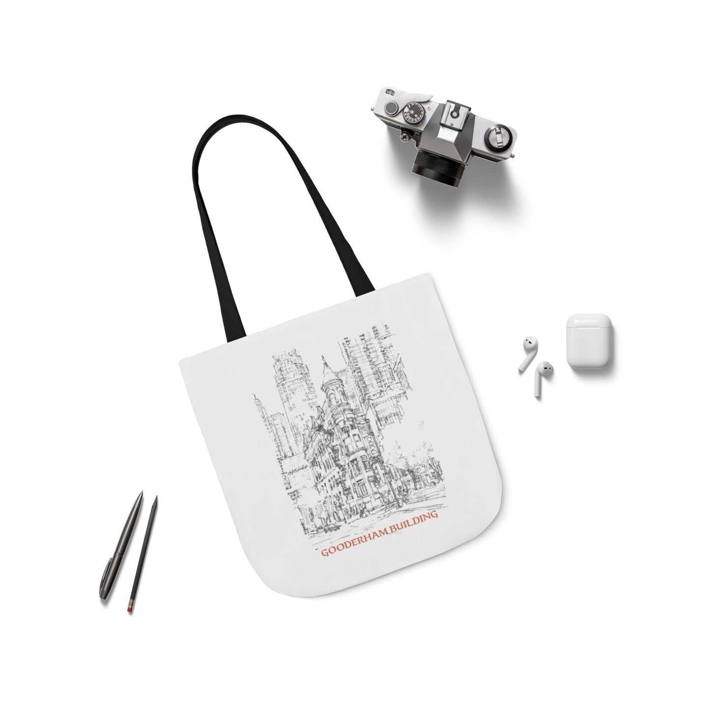 Toronto Gooderham building-inspired Tote Bag with 4-Color Straps