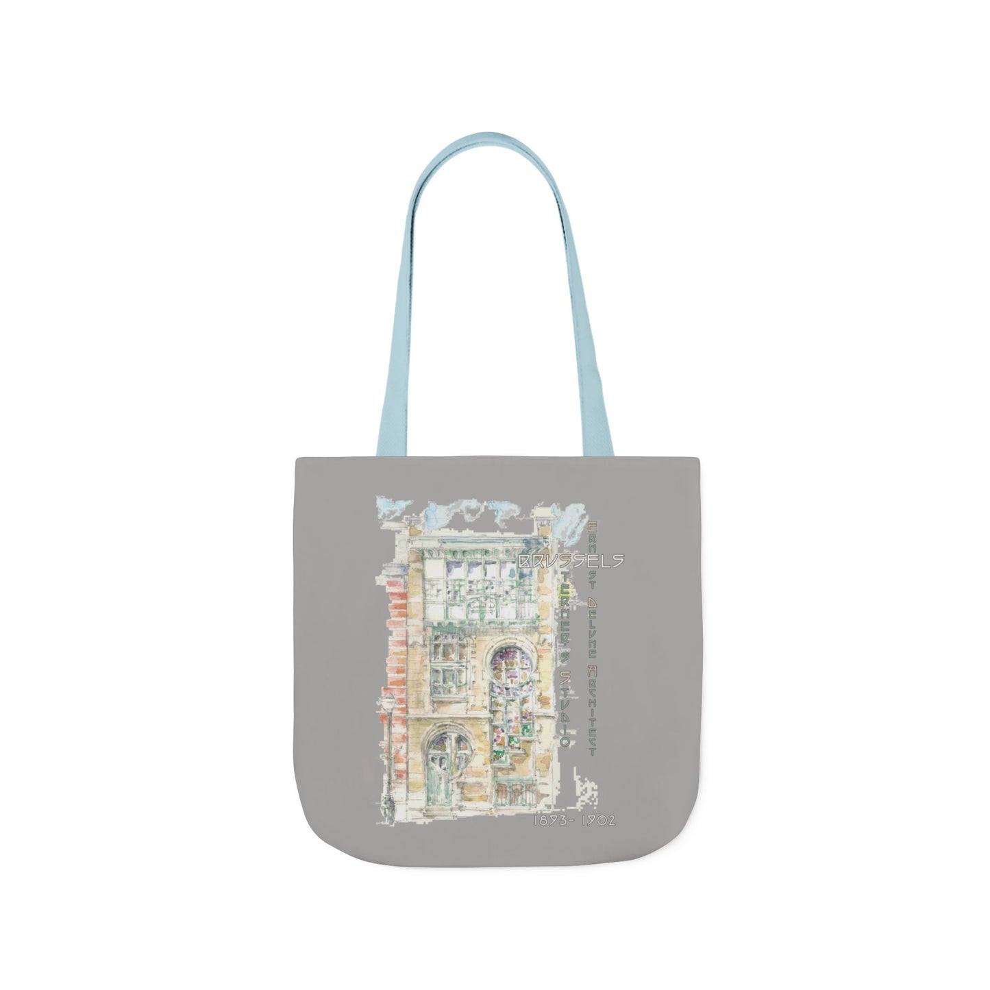Art-Nouveau-inspired light grey Tote Bag with 5-Color Straps