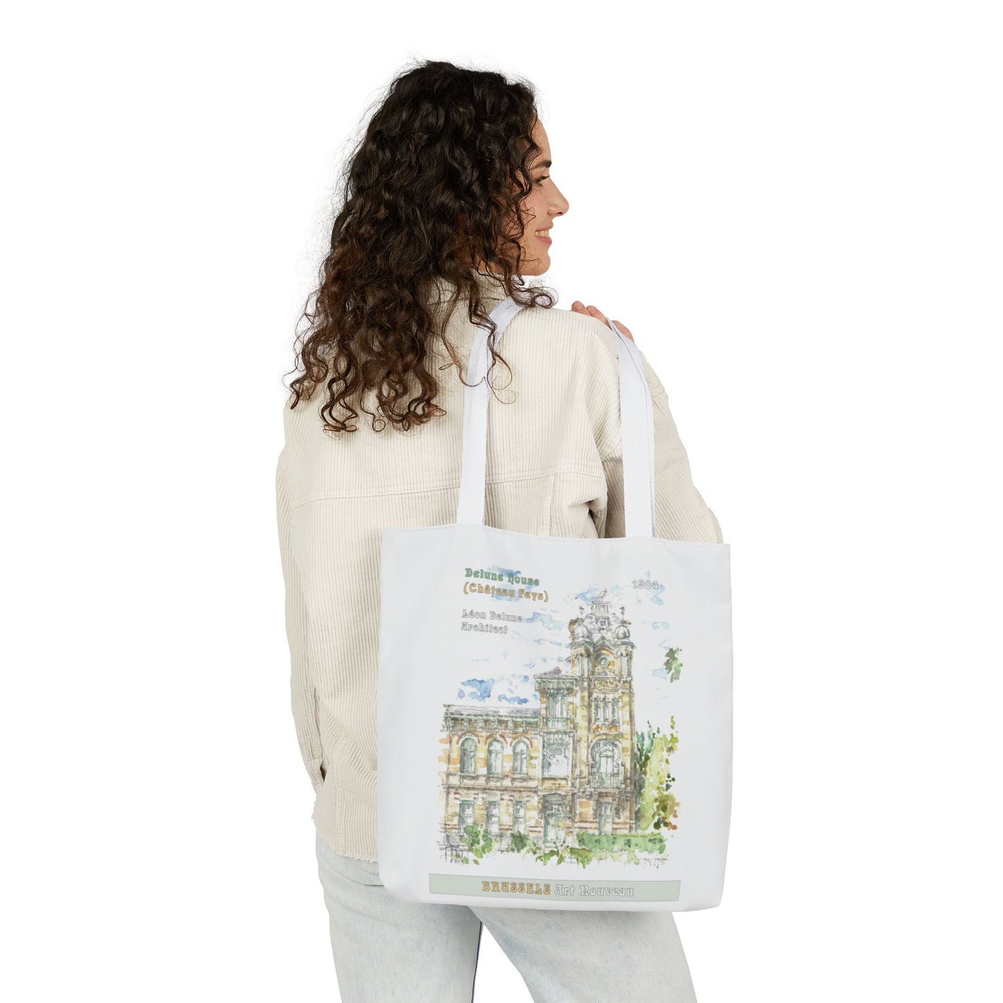 Brussel's Art-Nouveau-inspired Tote Bag with 3-Color Straps