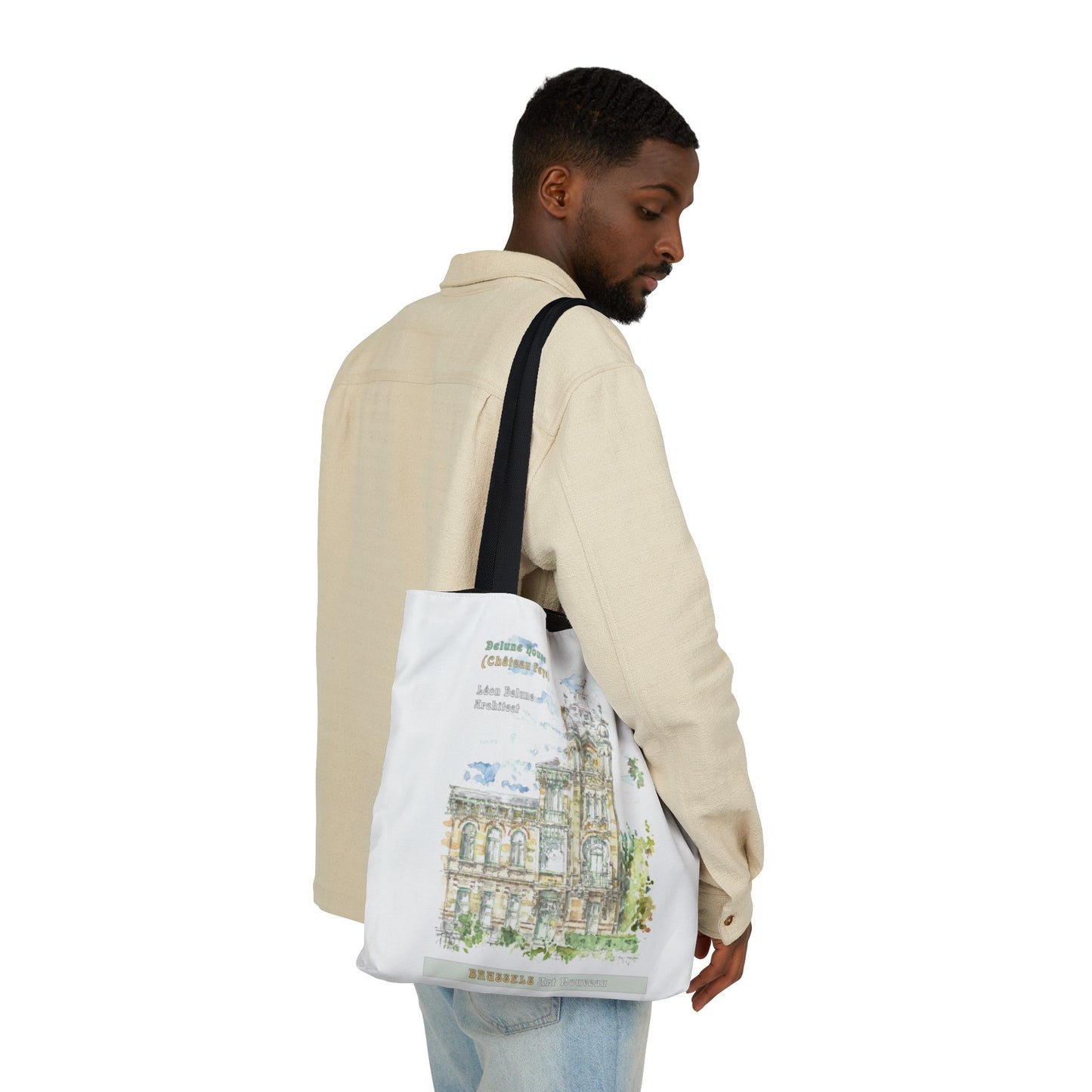 Brussel's Art-Nouveau-inspired Tote Bag with 3-Color Straps