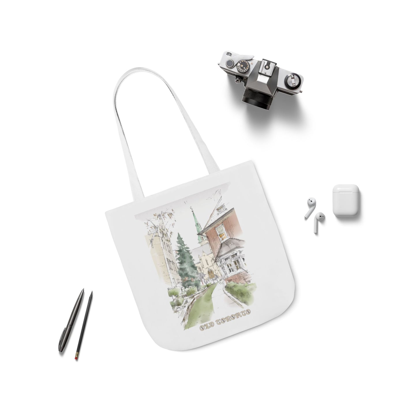 Old Toronto-inspired Tote Bag with 3-Color Straps