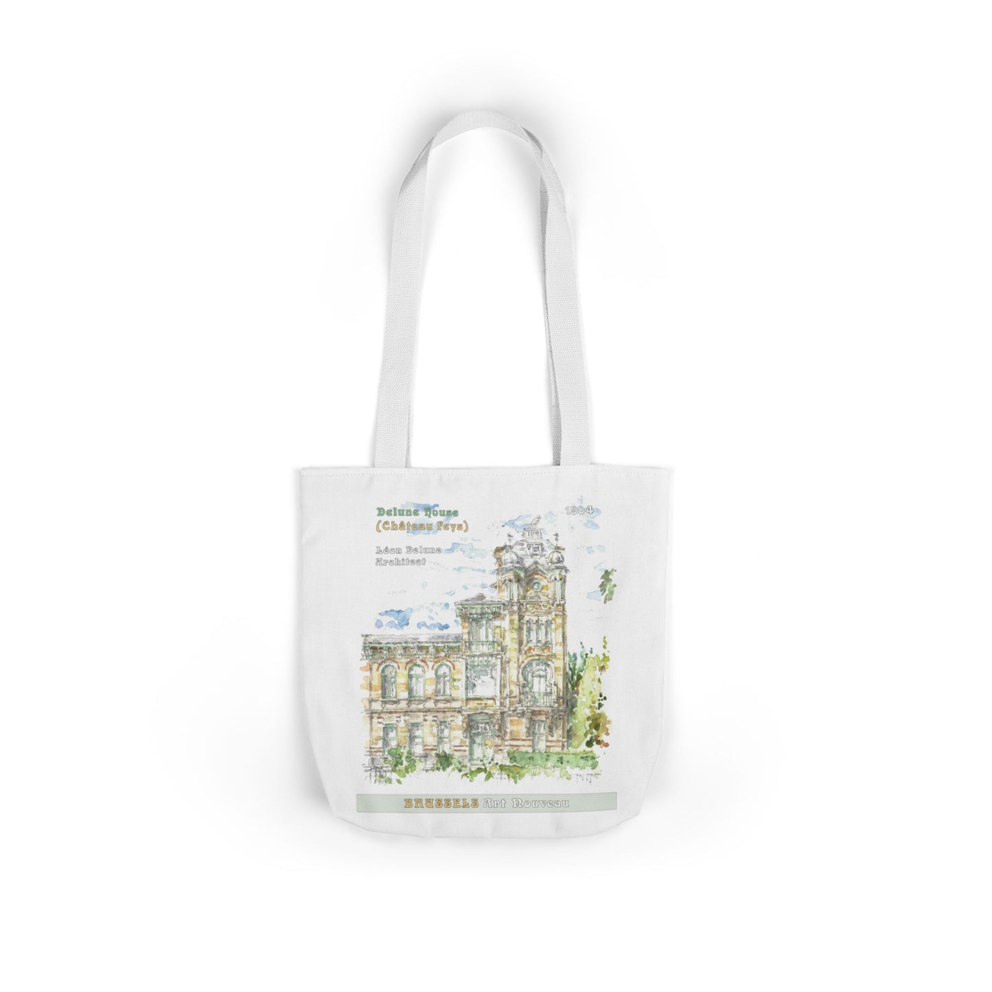 Brussel's Art-Nouveau-inspired Tote Bag with 3-Color Straps