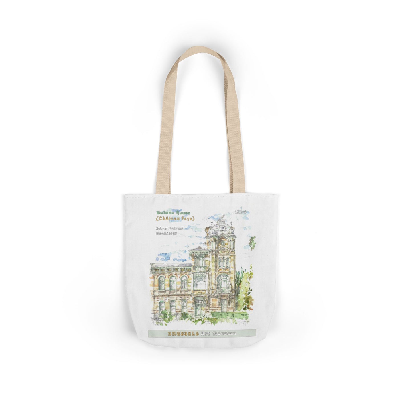 Brussel's Art-Nouveau-inspired Tote Bag with 3-Color Straps