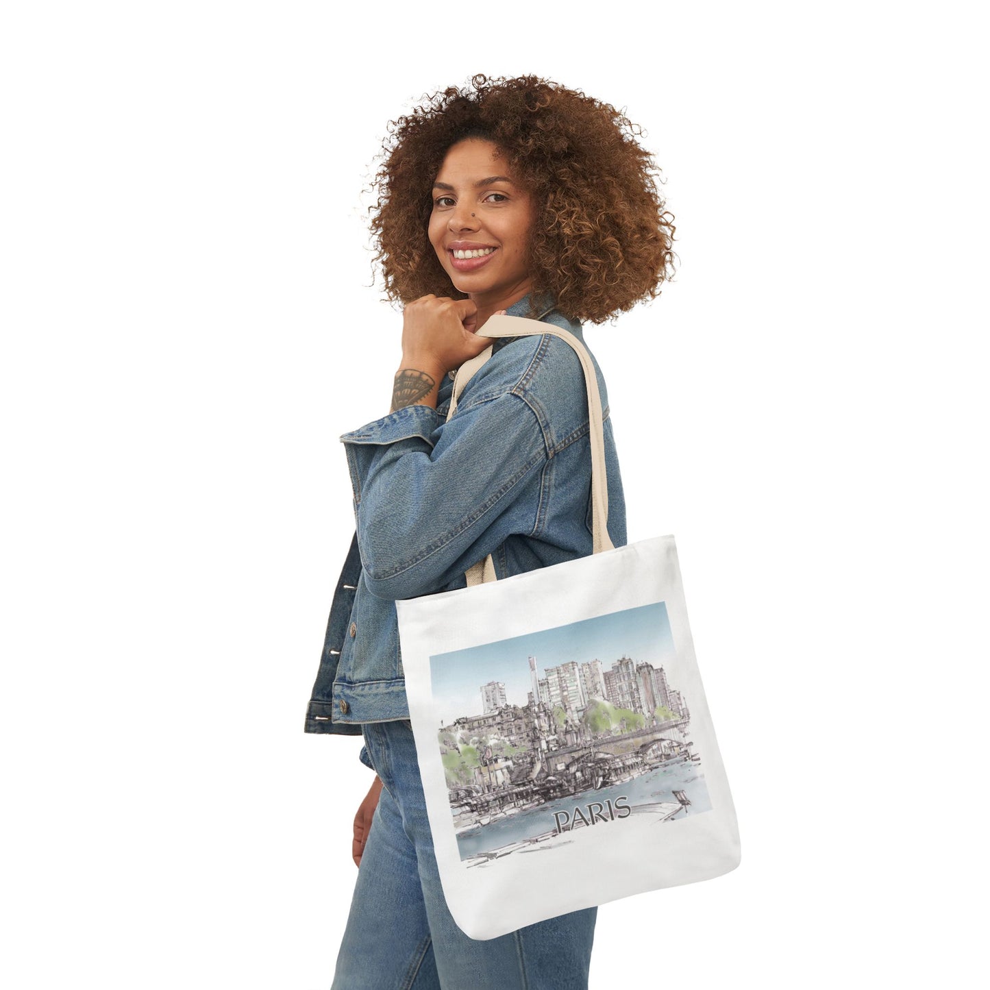 Paris-inspired Tote Bag with 4-Color Straps