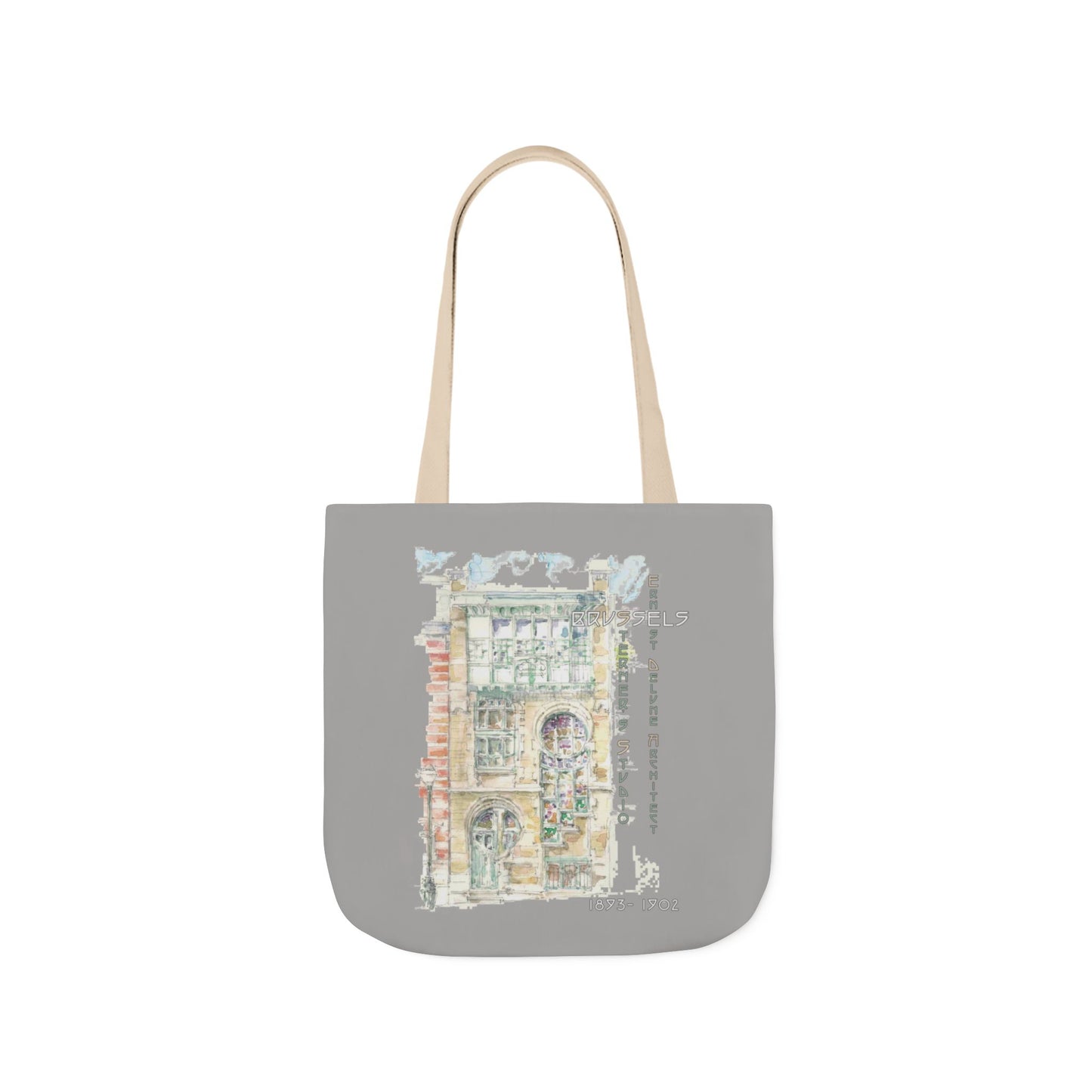 Art-Nouveau-inspired light grey Tote Bag with 5-Color Straps