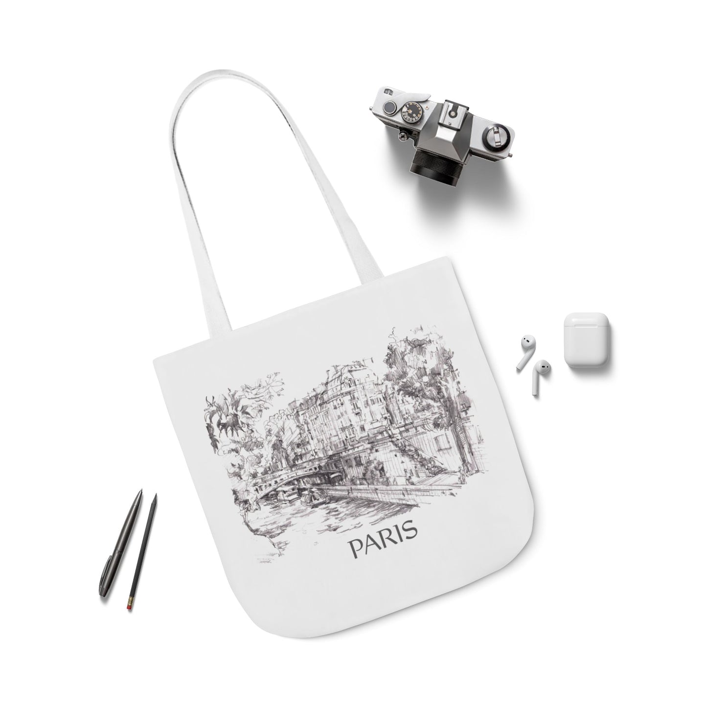 Paris-inspired Tote Bag with 5-Color Straps
