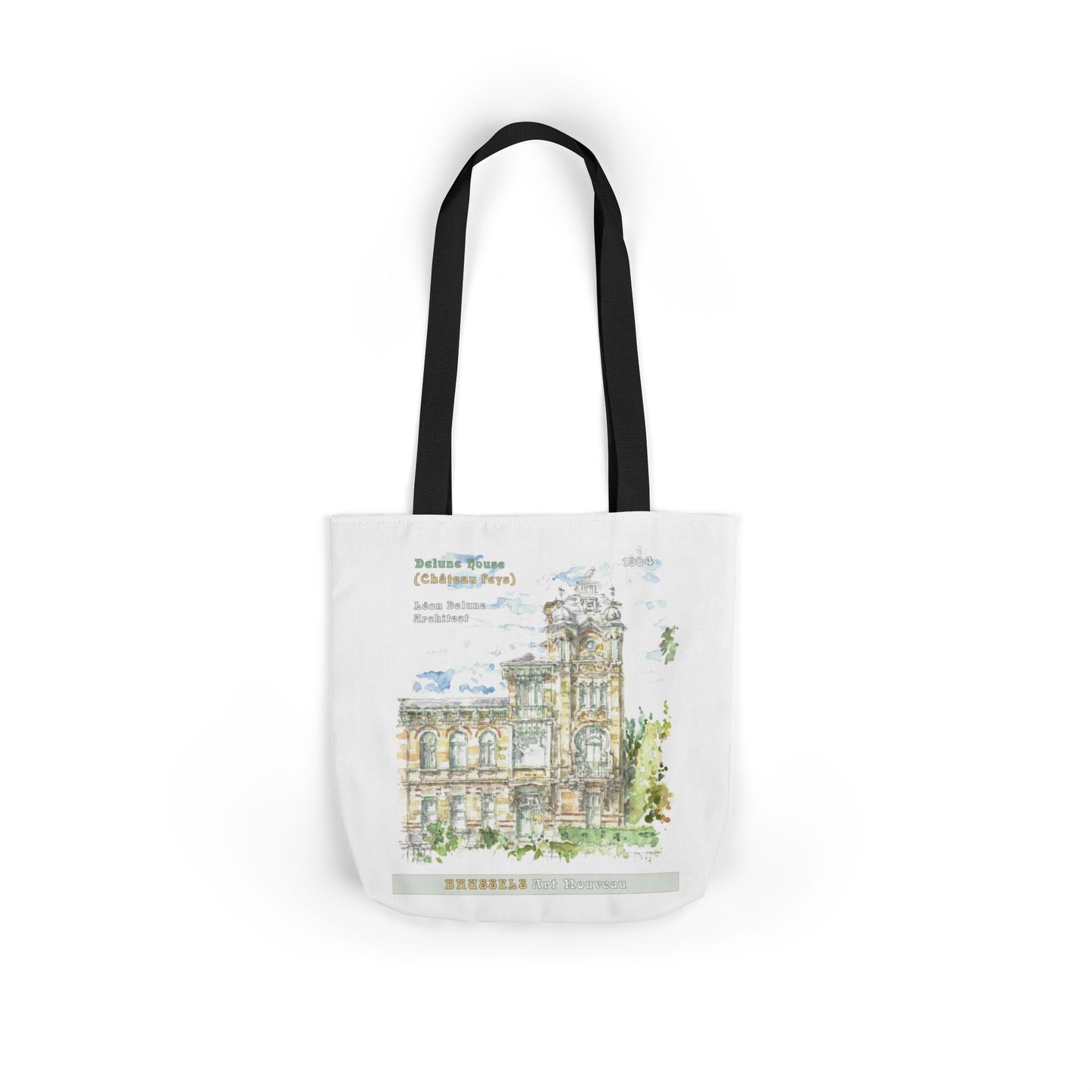 Brussel's Art-Nouveau-inspired Tote Bag with 3-Color Straps