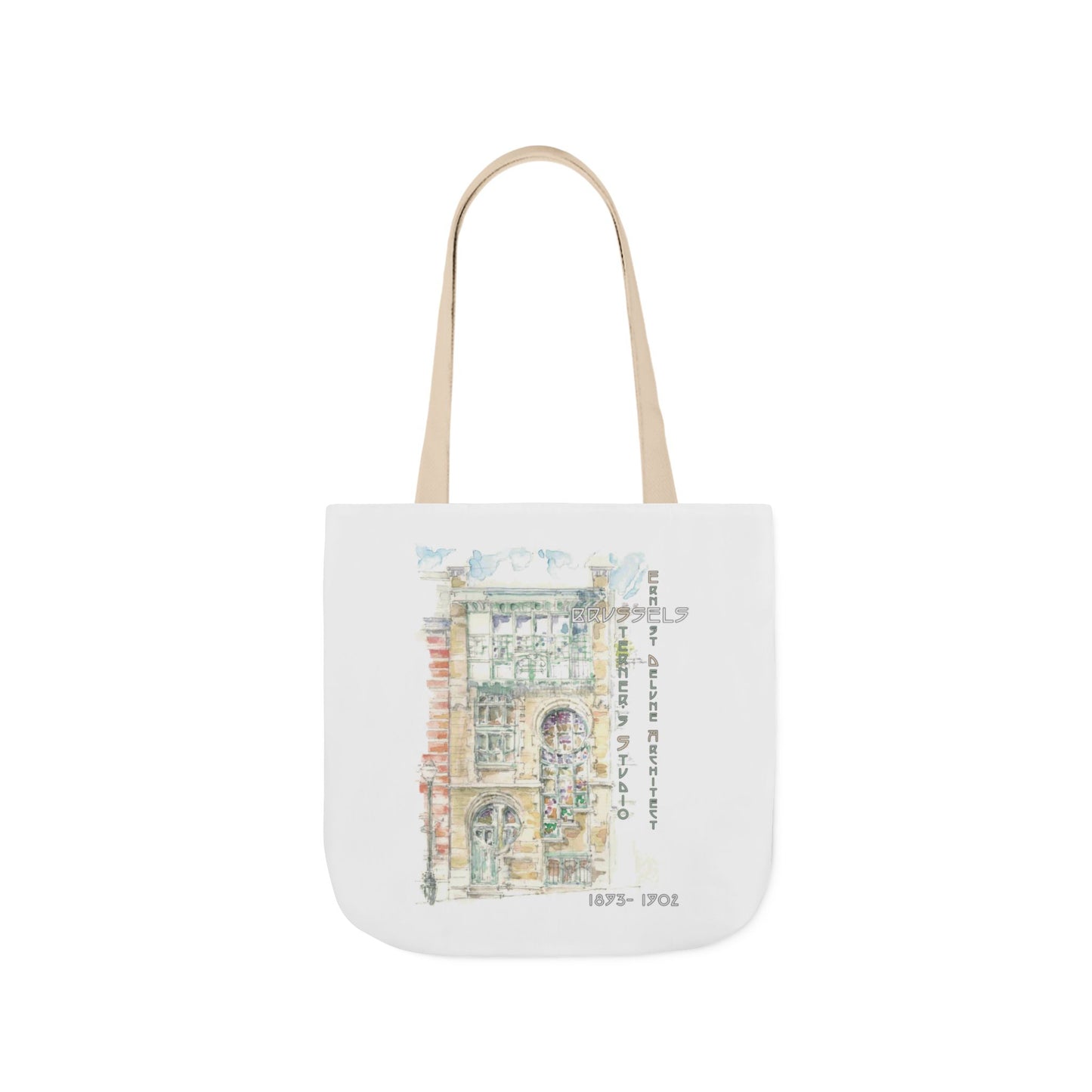 Brussel's Art-Nouveau-inspired Tote Bag with 3-Color Straps