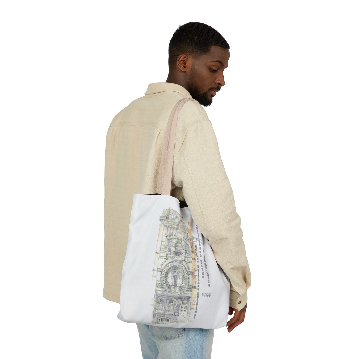 Brussel's Art-Nouveau-inspired Tote Bag with 3-Color Straps