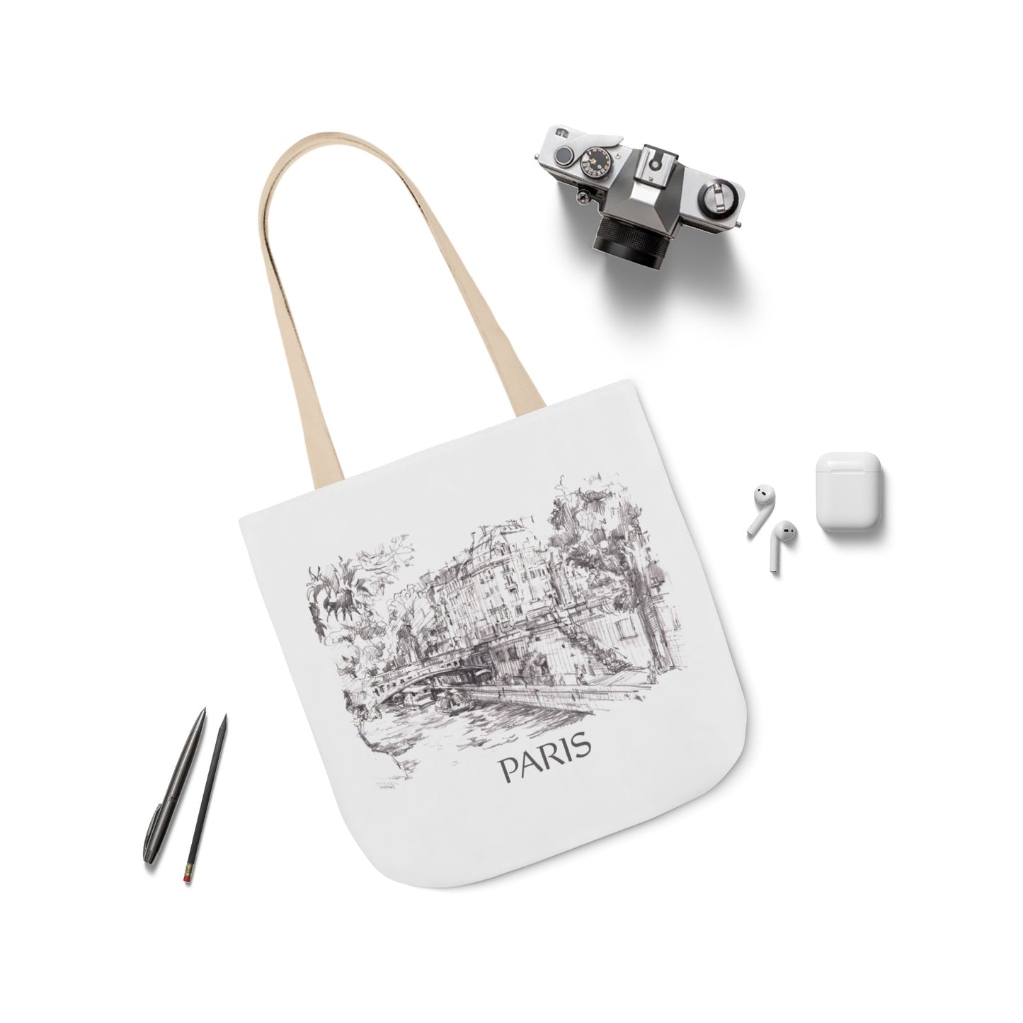 Paris-inspired Tote Bag with 5-Color Straps