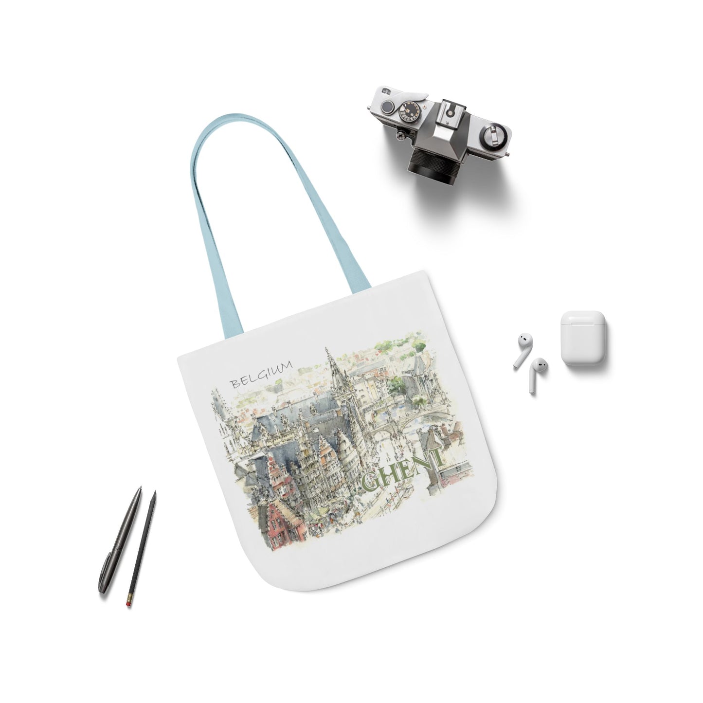 Ghent-inspired Tote Bag with 4-Color Straps