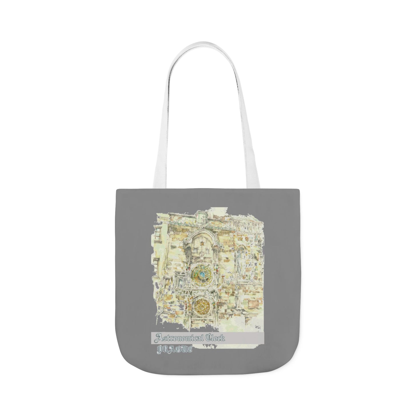 Prague-inspired grey Tote Bag with 4-Color Straps