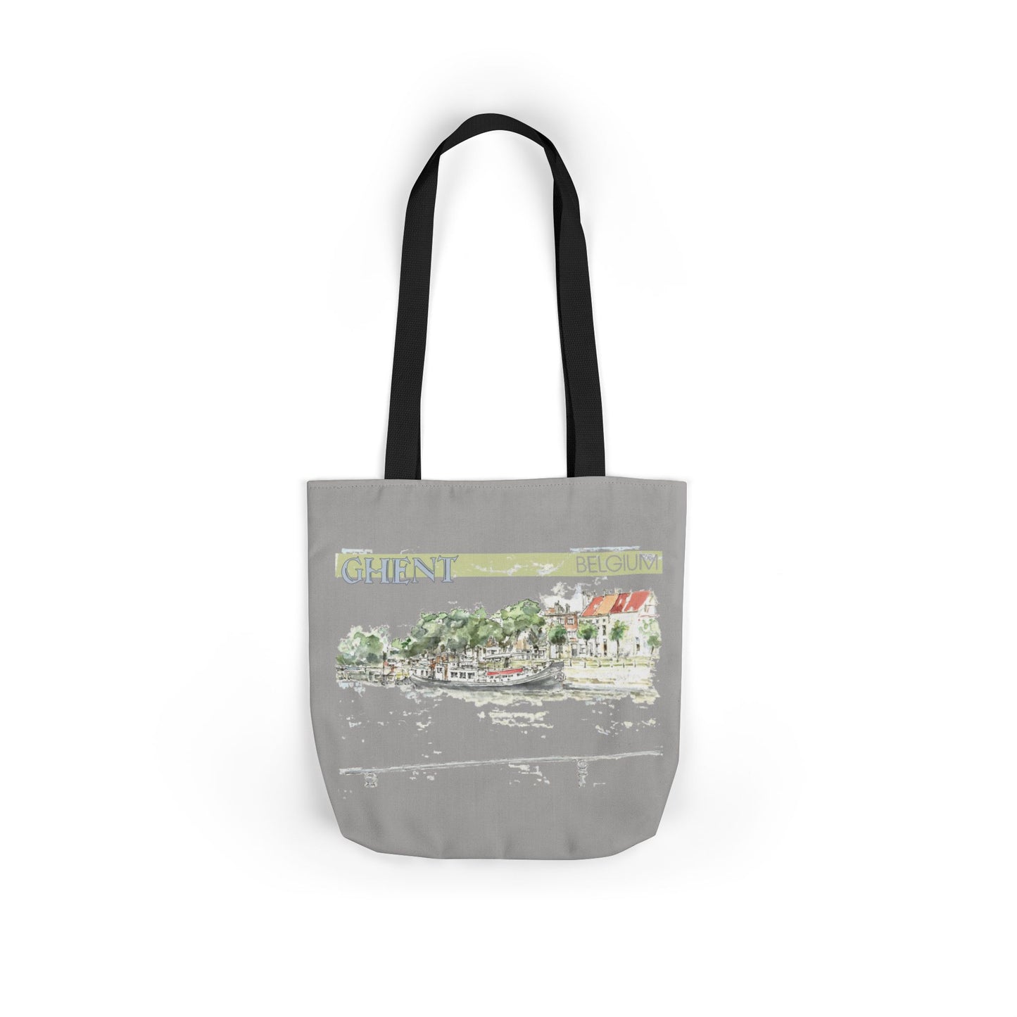 Ghent-inspired light grey Tote Bag with 4-Color Straps
