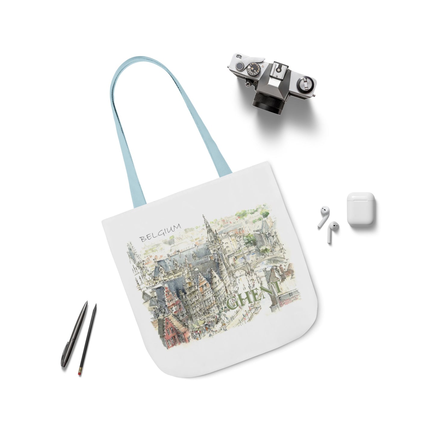 Ghent-inspired Tote Bag with 4-Color Straps