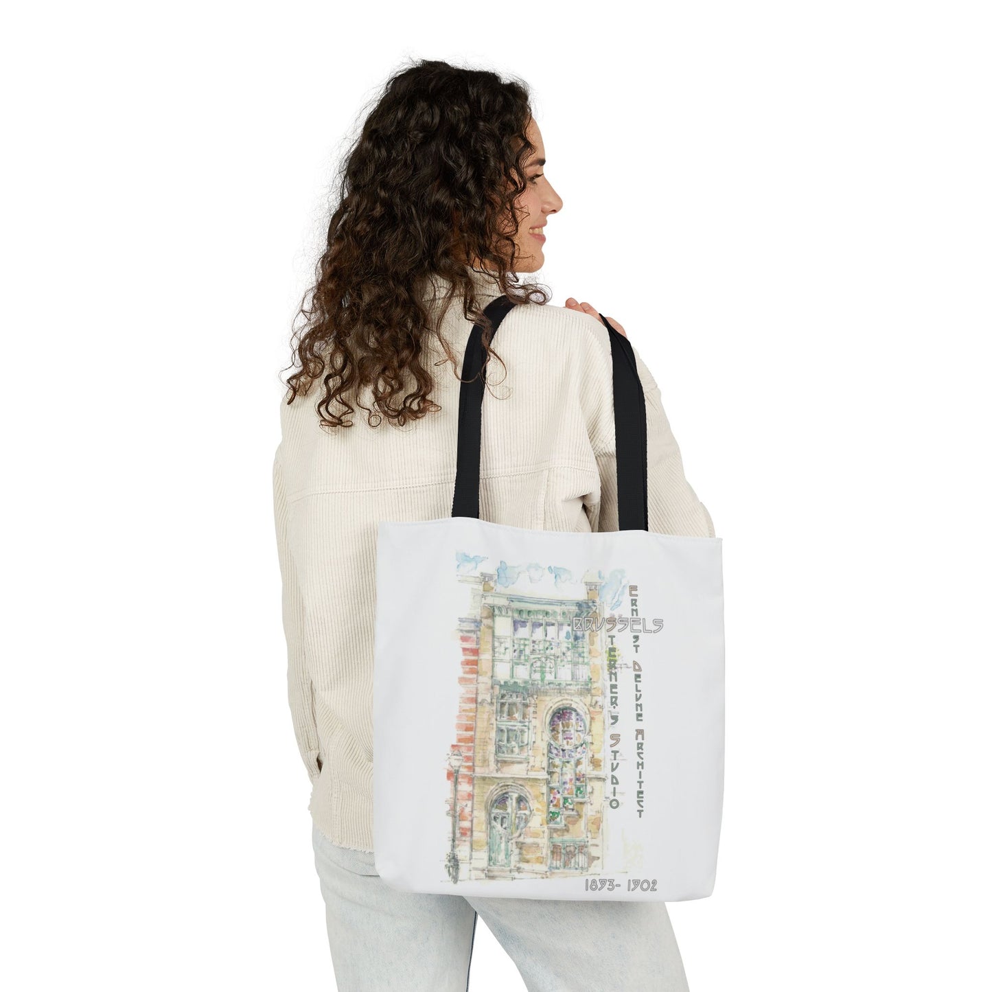 Brussel's Art-Nouveau-inspired Tote Bag with 3-Color Straps
