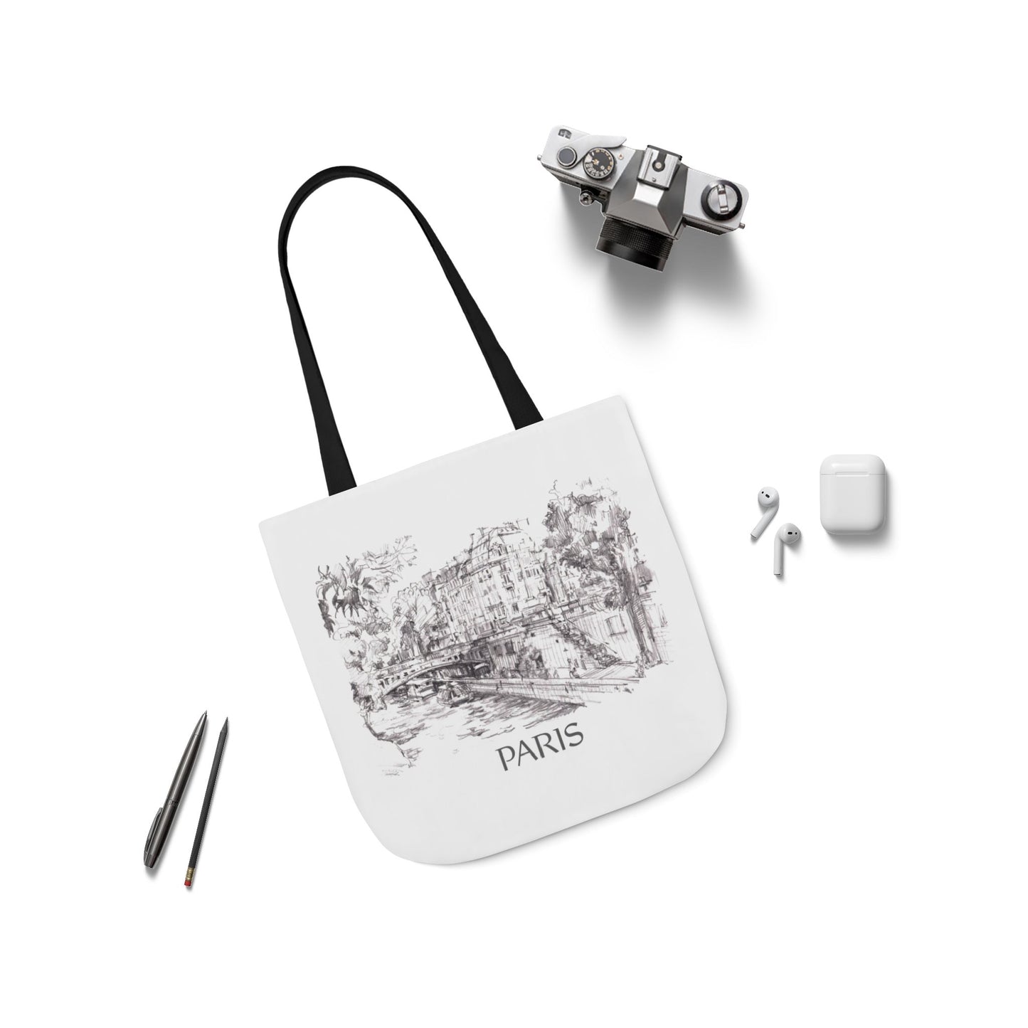 Paris-inspired Tote Bag with 5-Color Straps