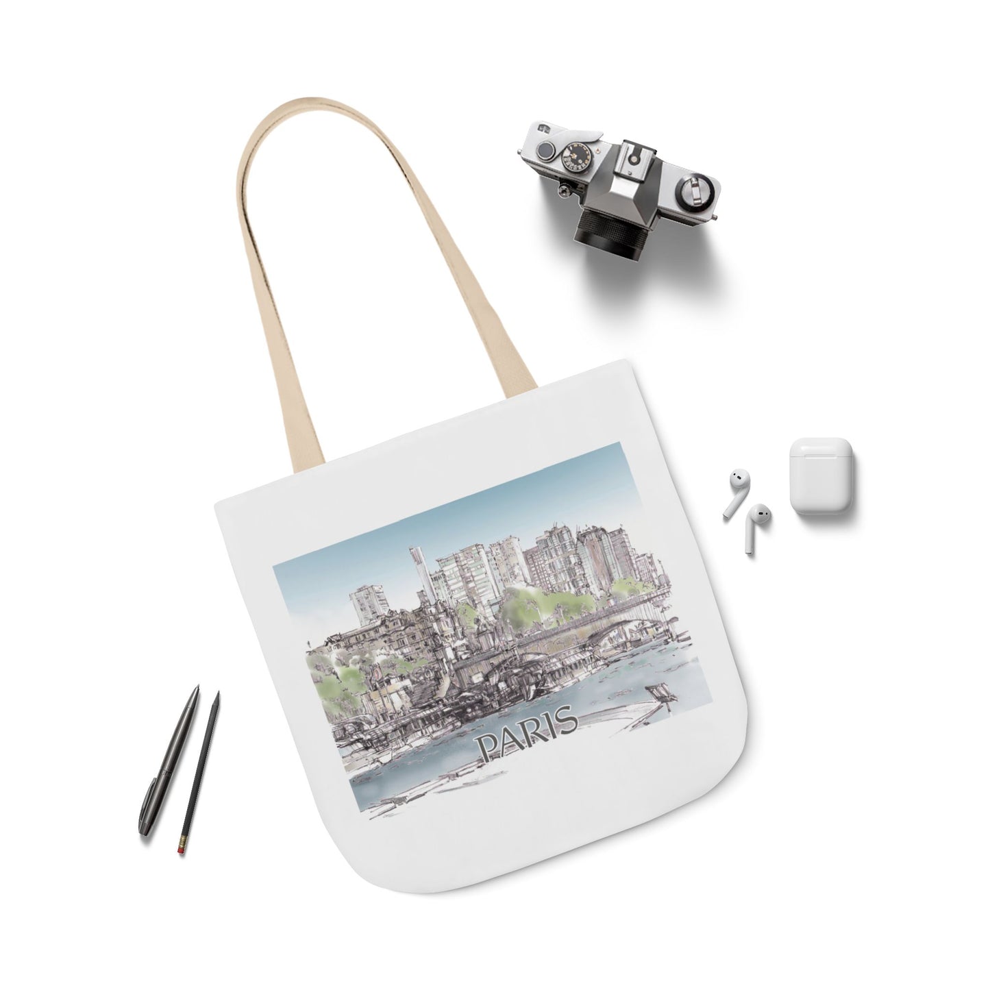 Paris-inspired Tote Bag with 4-Color Straps