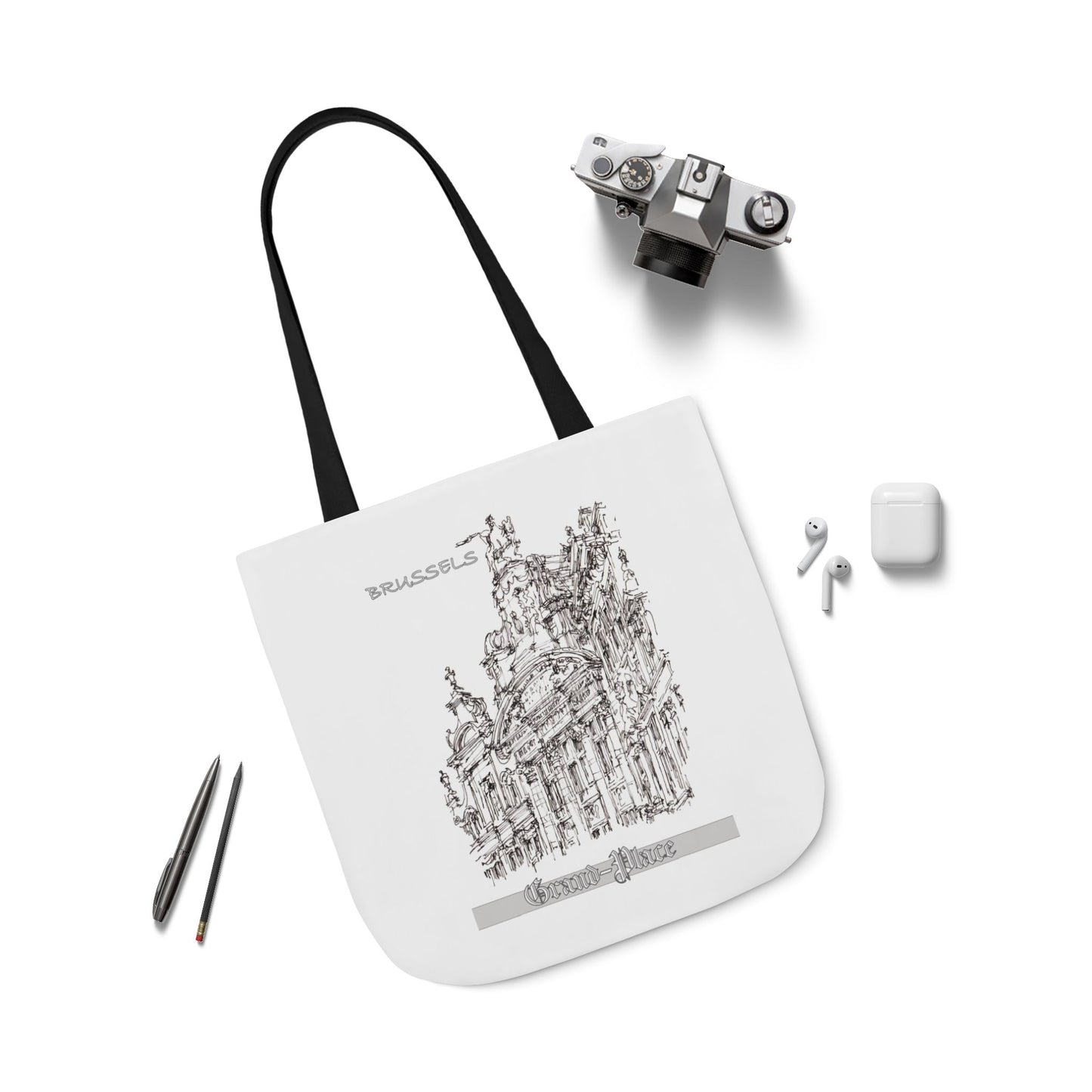 Brussel's Grand-Place-inspired Tote Bag with 4-Color Straps