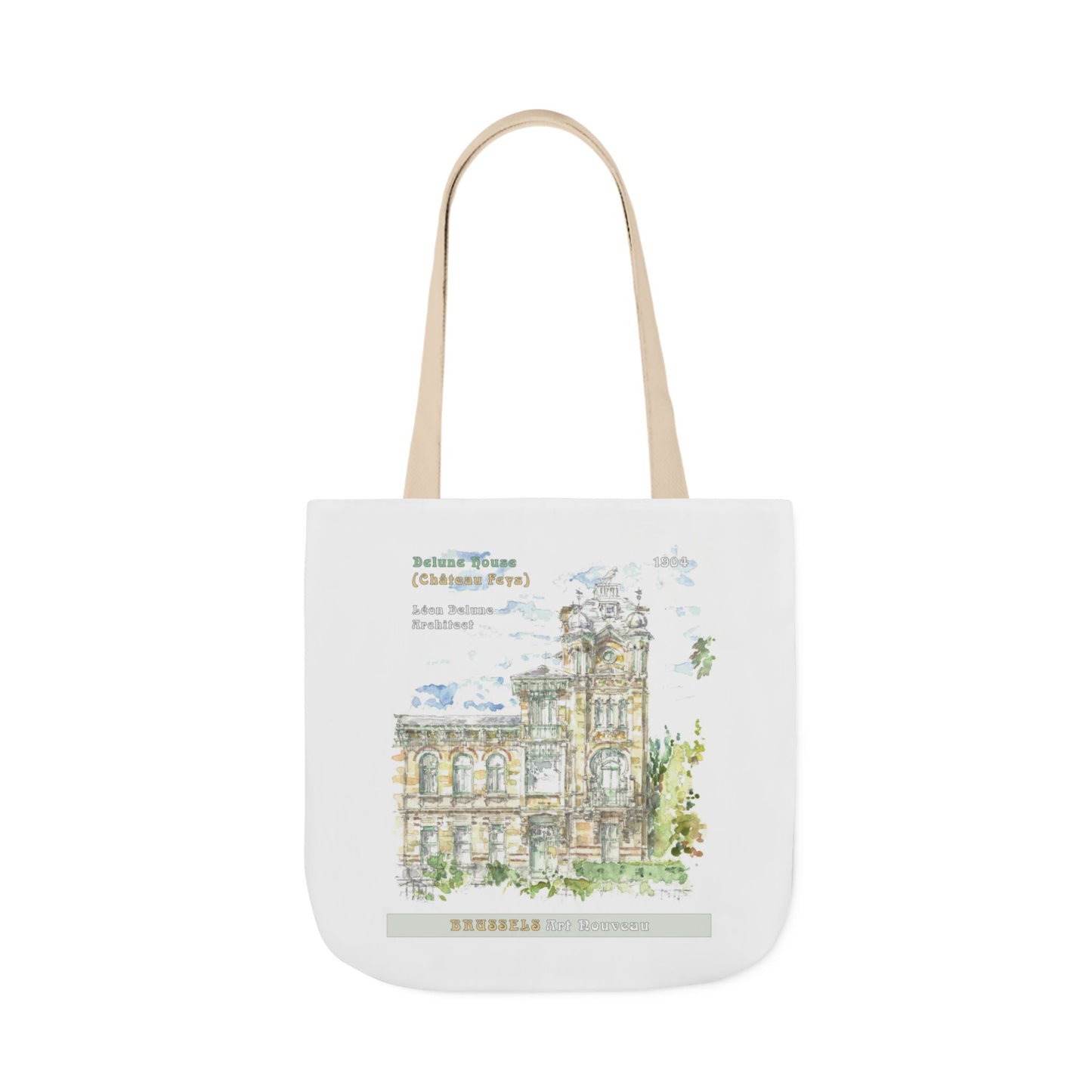 Brussel's Art-Nouveau-inspired Tote Bag with 3-Color Straps