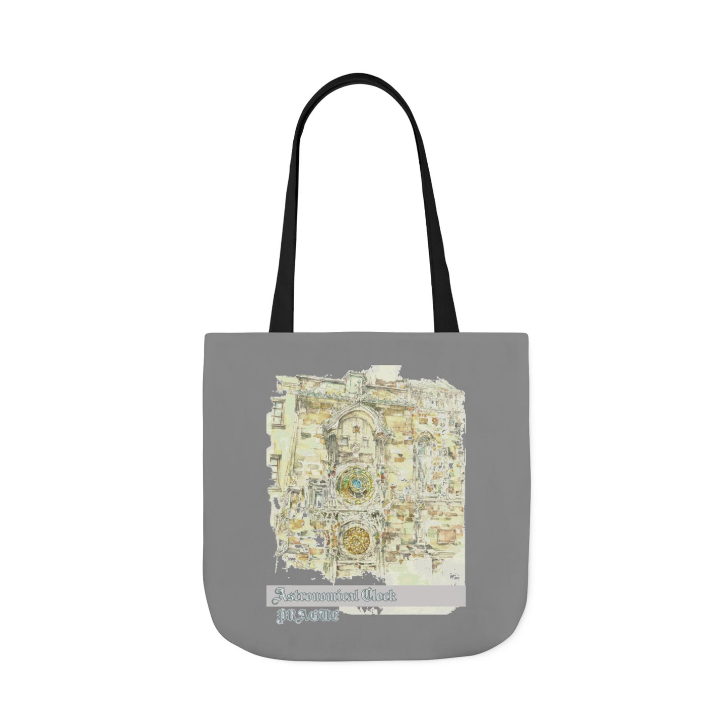 Prague-inspired grey Tote Bag with 4-Color Straps