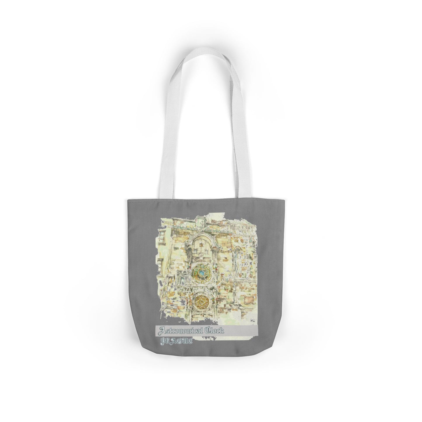 Prague-inspired grey Tote Bag with 4-Color Straps