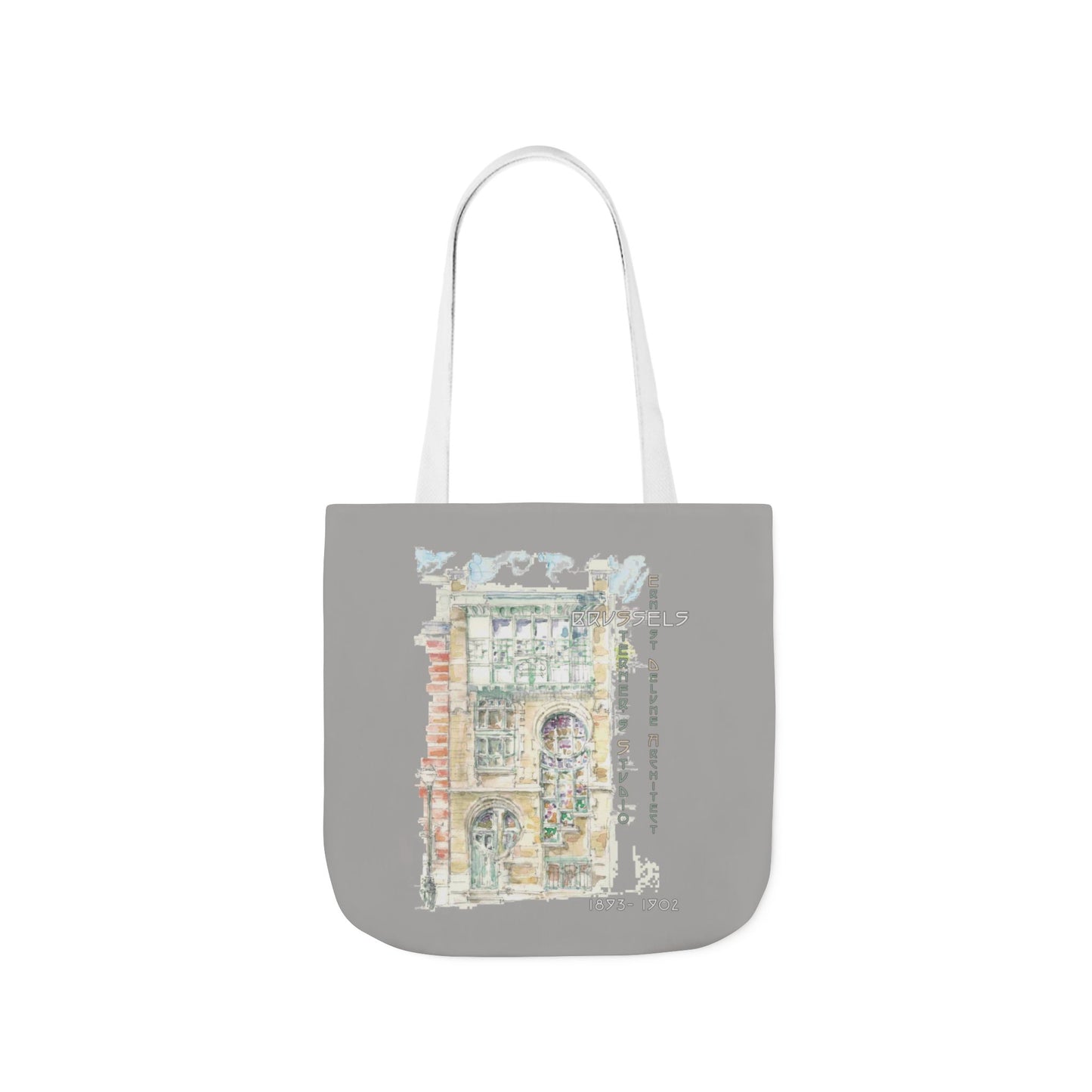 Art-Nouveau-inspired light grey Tote Bag with 5-Color Straps