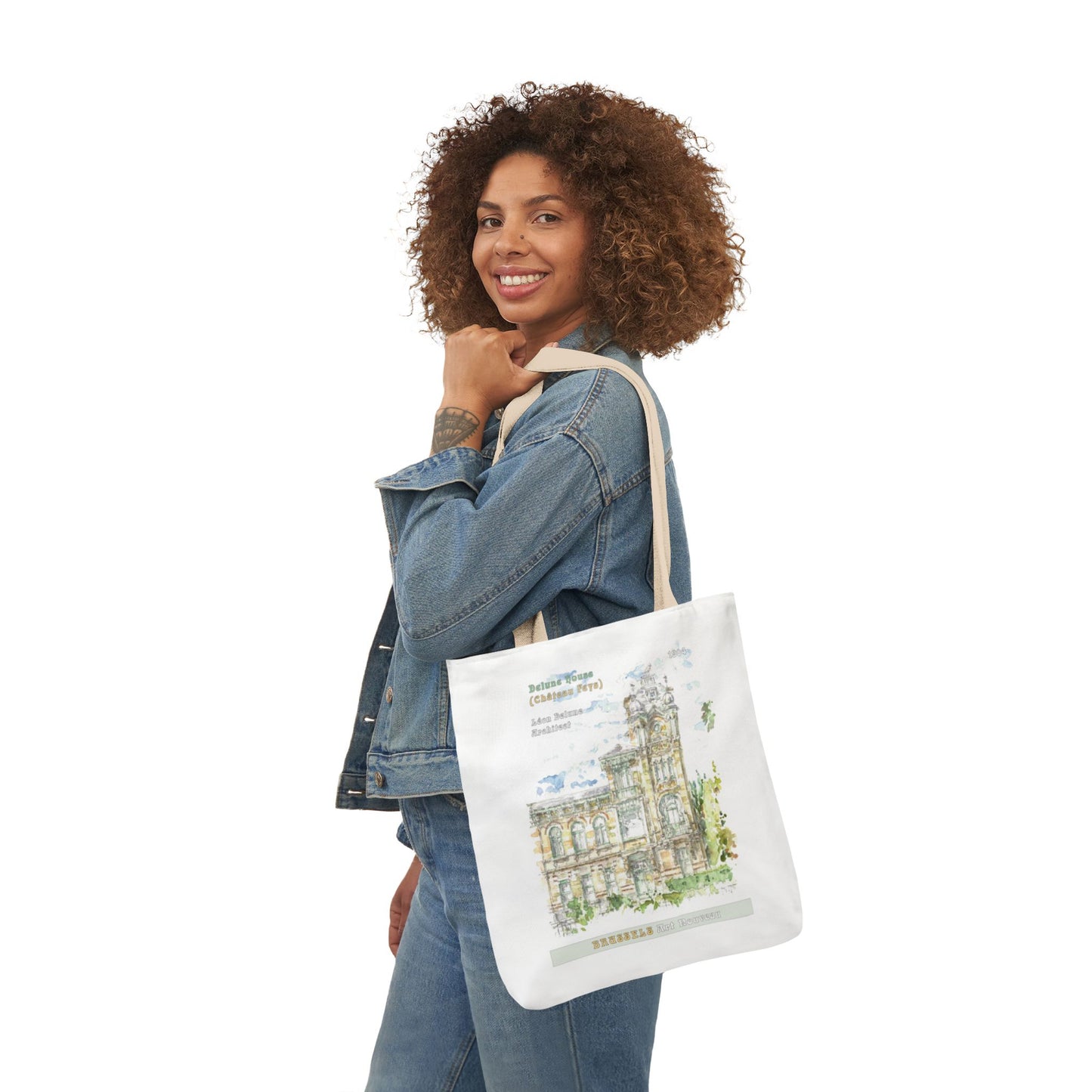 Brussel's Art-Nouveau-inspired Tote Bag with 3-Color Straps
