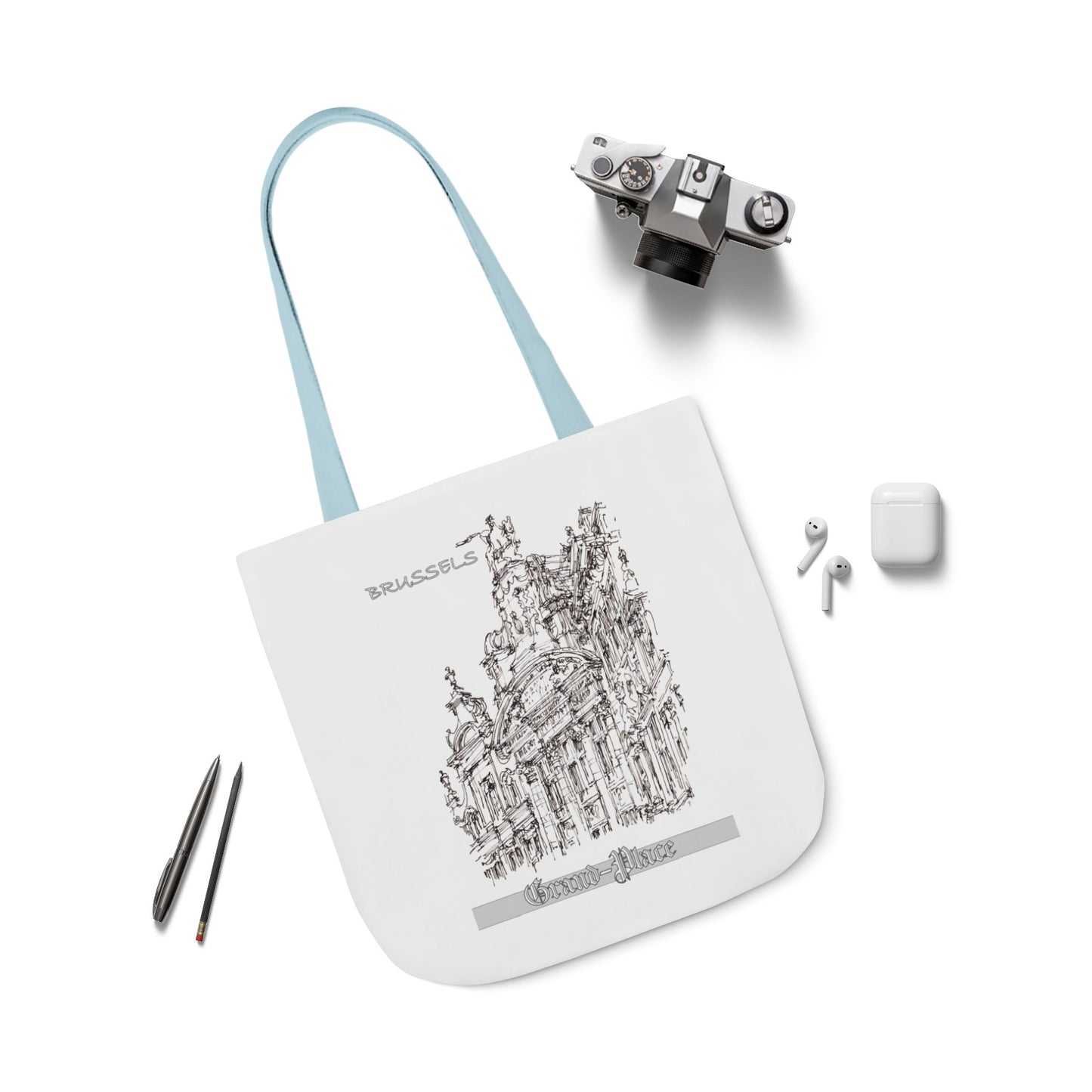 Brussel's Grand-Place-inspired Tote Bag with 4-Color Straps