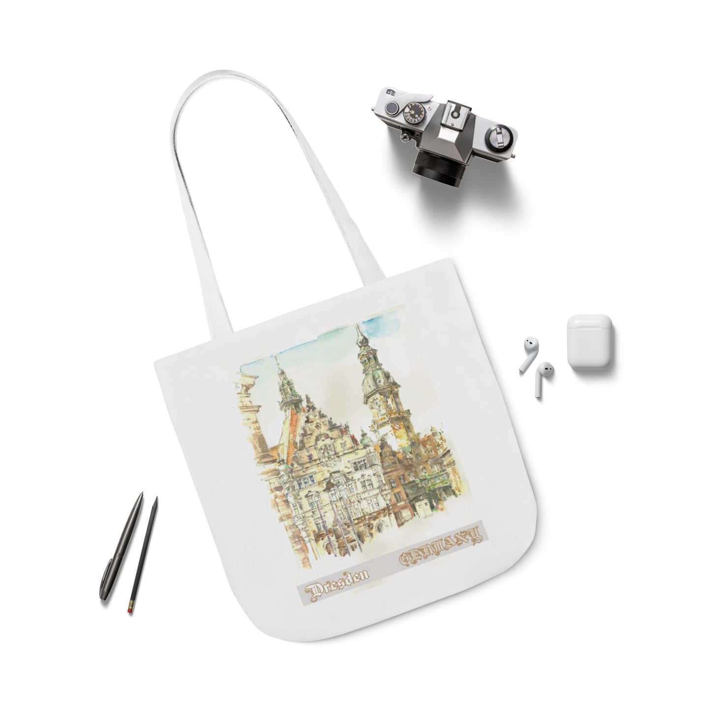 Dresden-inspired Tote Bag with 4-Color Straps