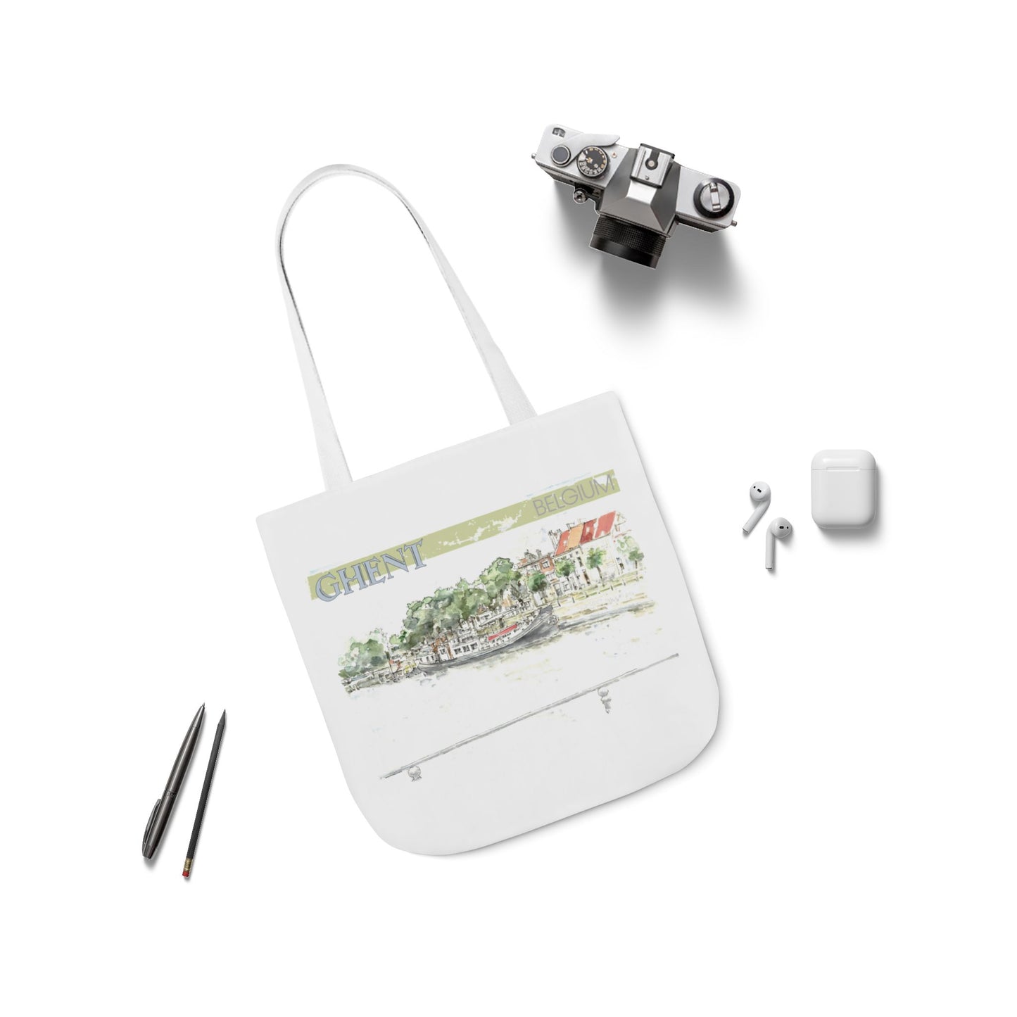 Ghent-inspired Tote Bag with 4-Color Straps
